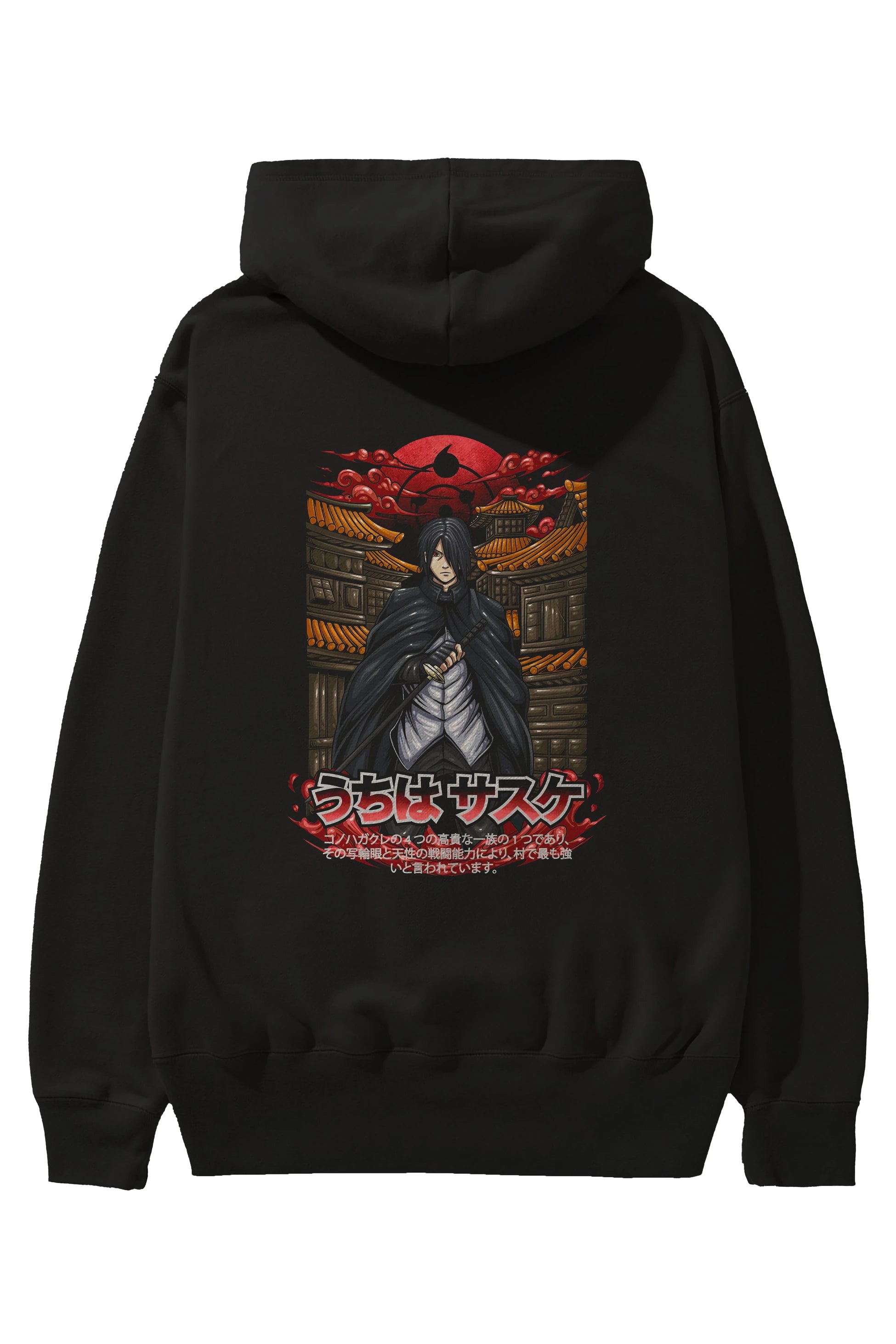 NARUTO SASUKE UCHIHA 1 Anime Arka Baskılı Hoodie Oversize Kapüşonlu Sweatshirt Erkek Kadın Unisex