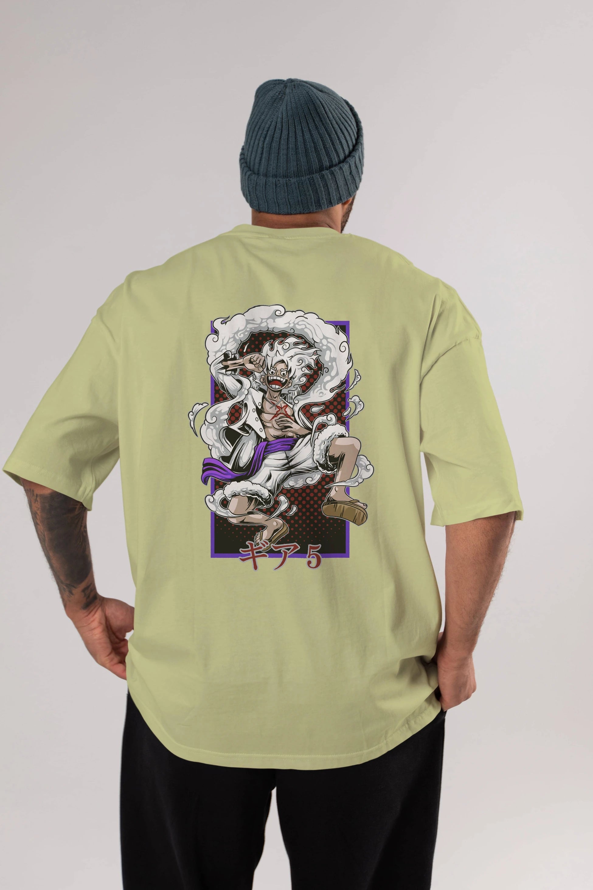 LUFFY GEAR 5 RECUADRO Anime Arka Baskılı Oversize t-shirt Erkek Kadın Unisex
