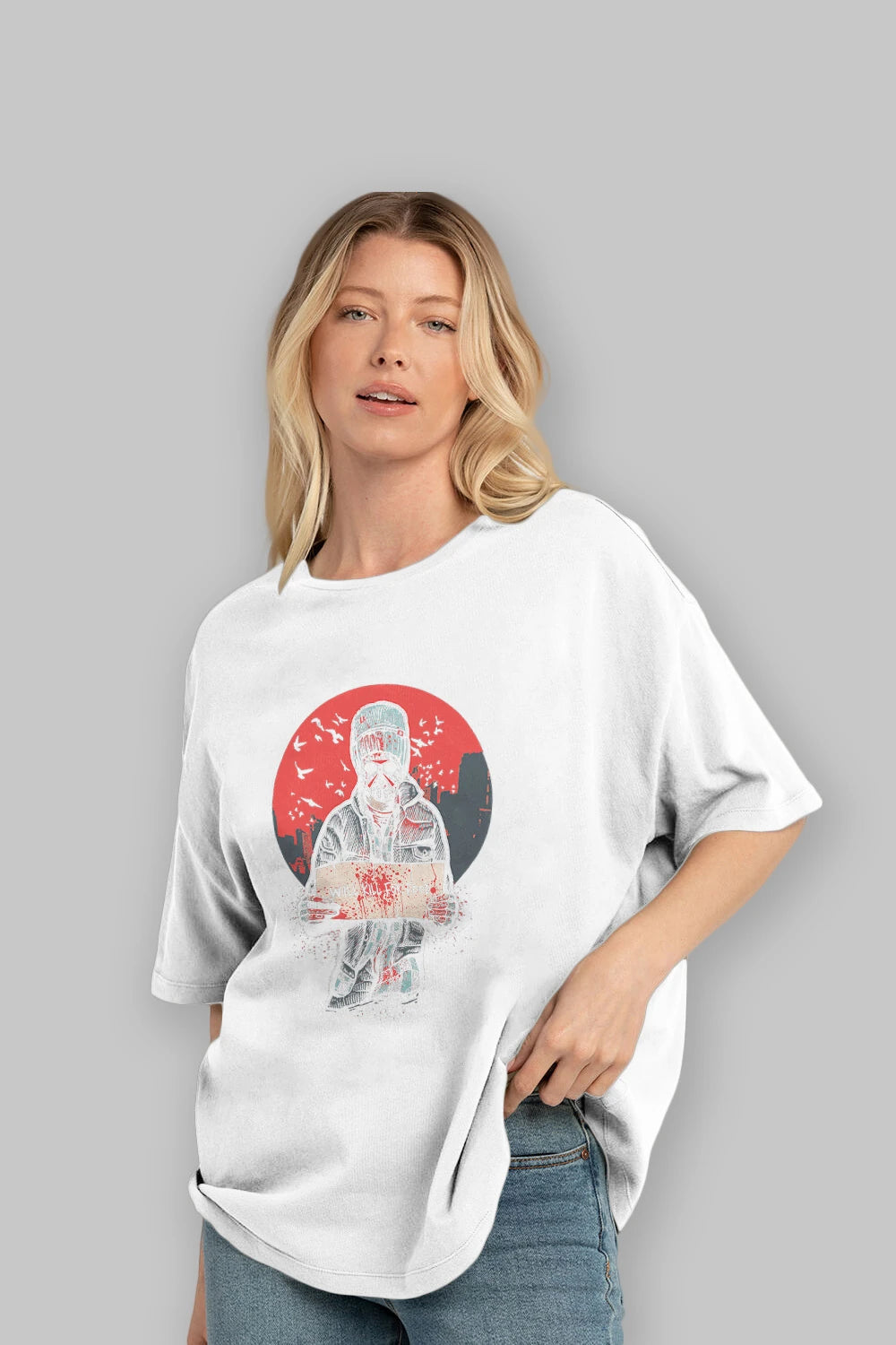Kill For Food Ön Baskılı Oversize t-shirt Erkek Kadın Unisex %100 Pamuk tişort