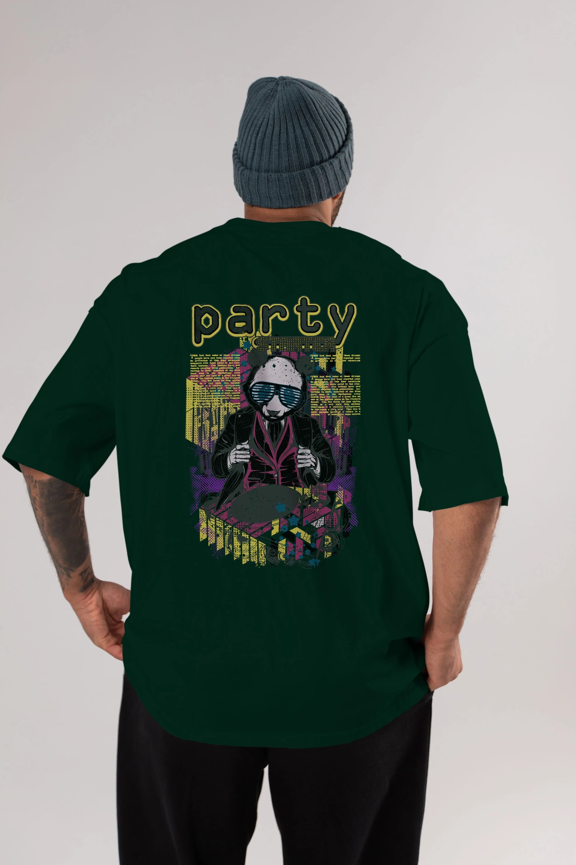 Party Starter Arka Baskılı Oversize t-shirt Erkek Kadın Unisex