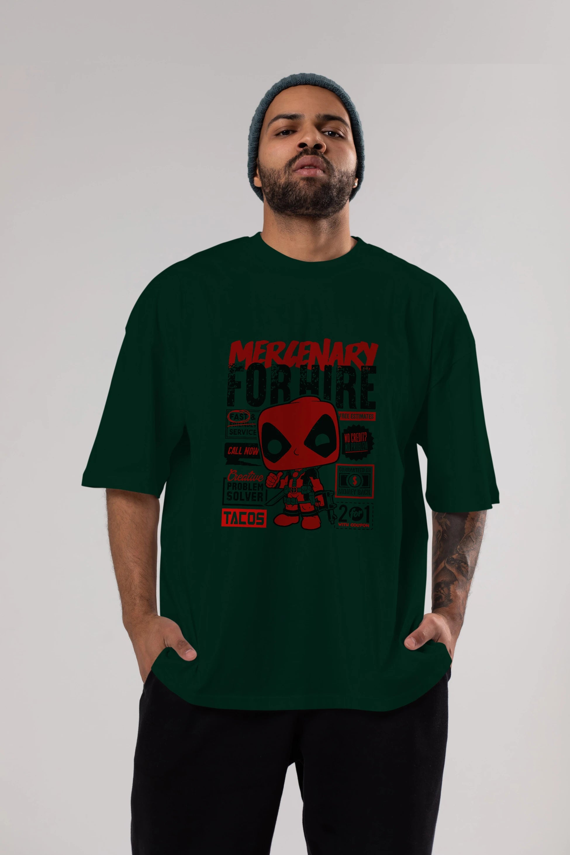 Deadpool (18) Ön Baskılı Oversize t-shirt Erkek Kadın Unisex %100 Pamuk Bisiklet Yaka tişort