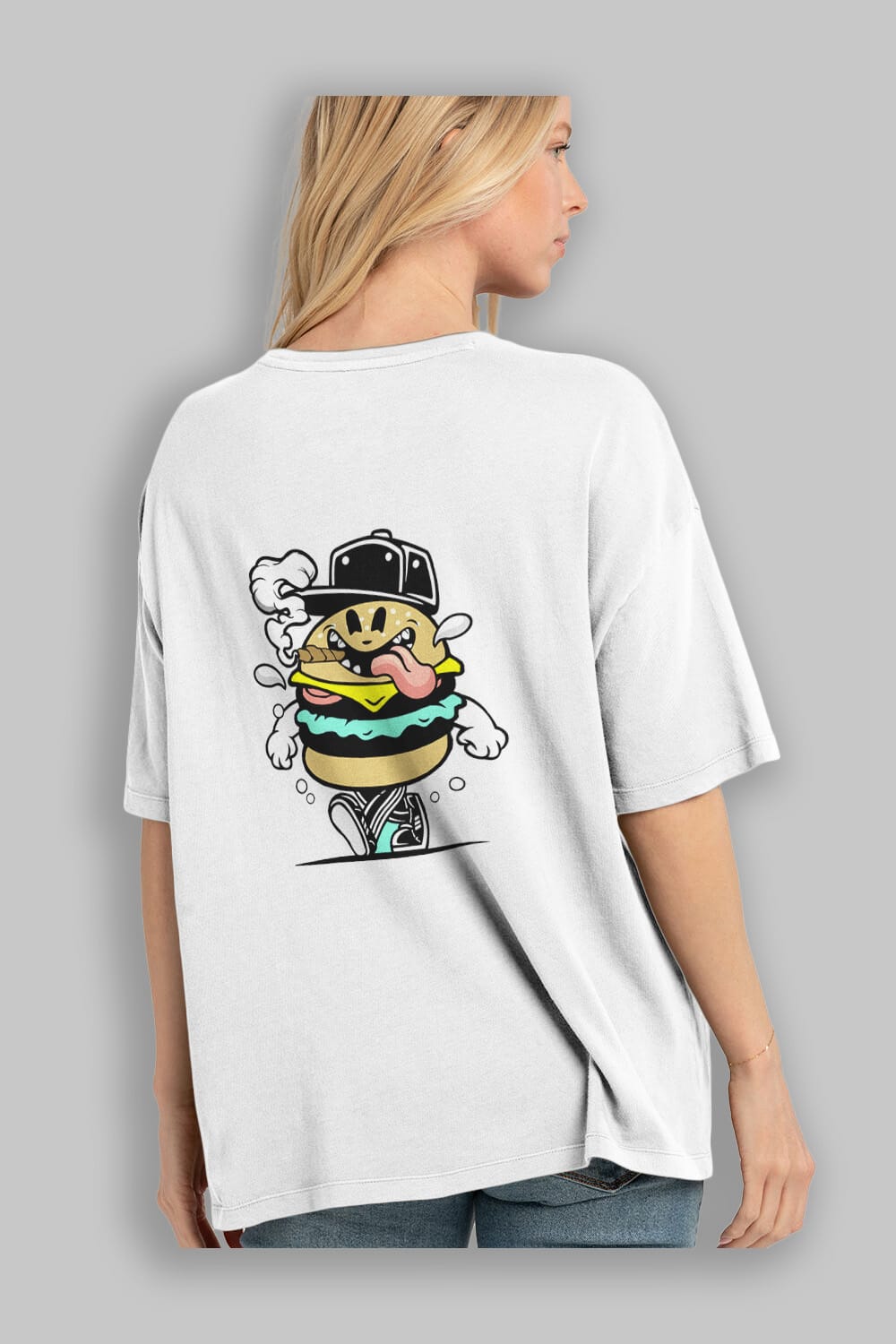 Burger Guy Arka Baskılı Oversize t-shirt Erkek Kadın Unisex %100 Pamuk tişort
