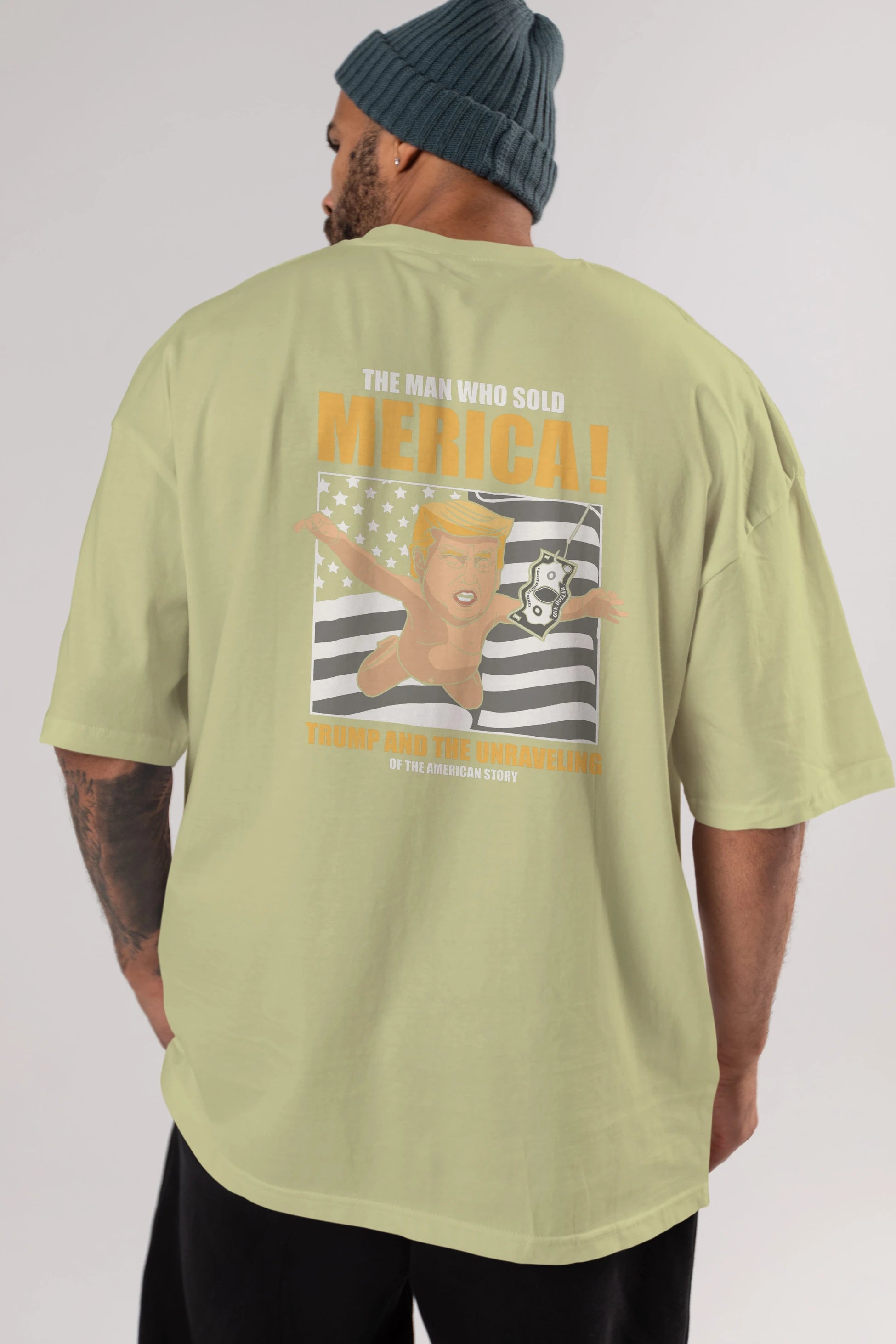 Trump Nirvana Arka Baskılı Oversize t-shirt Erkek Kadın Unisex %100 Pamuk tişort