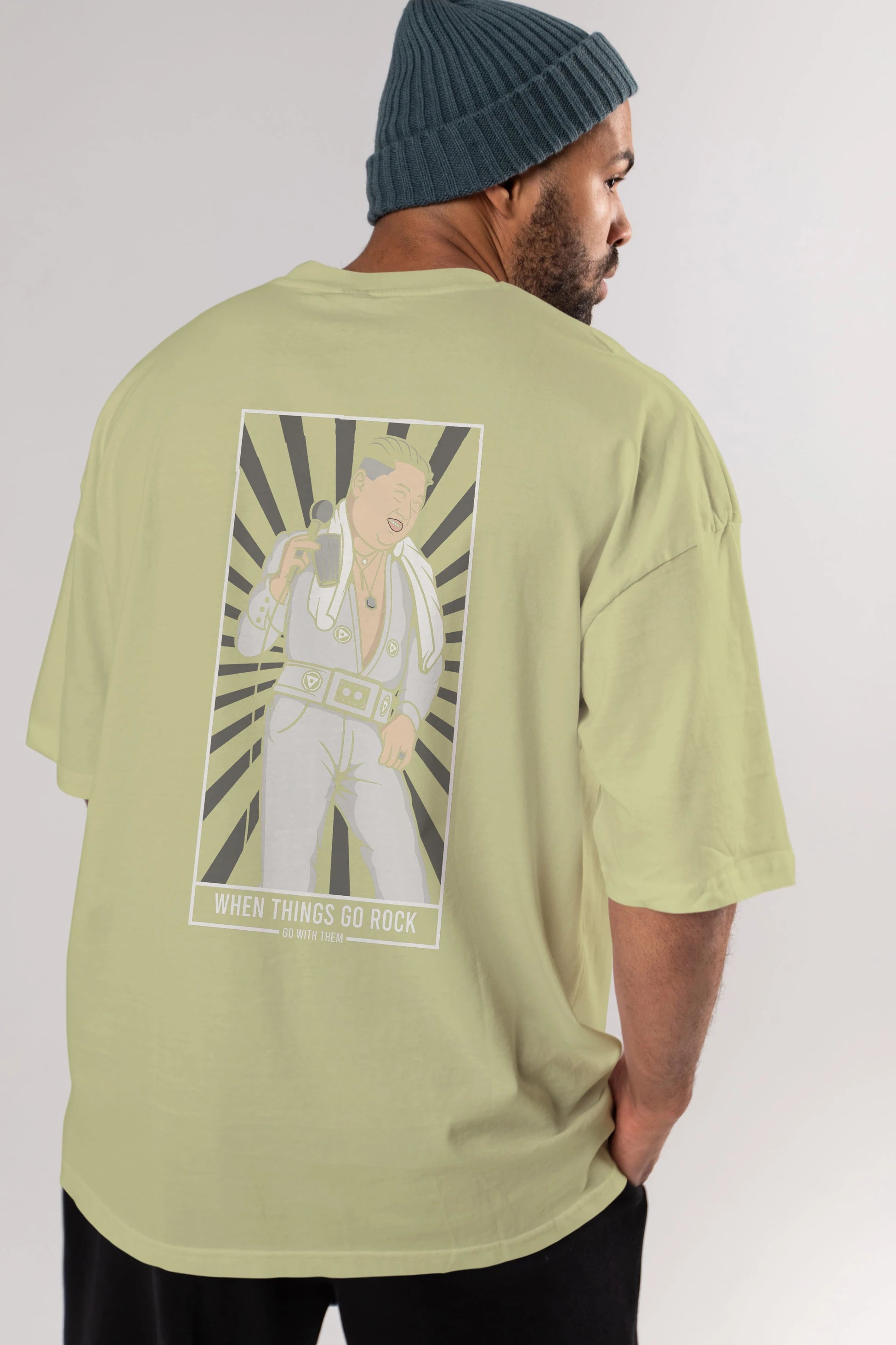 Kim Elvis Arka Baskılı Oversize t-shirt Erkek Kadın Unisex %100 Pamuk tişort