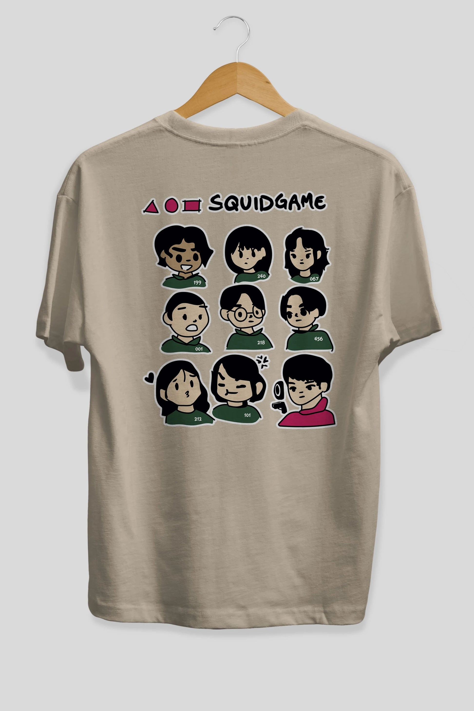 Squid Game (3) Arka Baskılı Oversize t-shirt Erkek Kadın Unisex %100 Pamuk Bisiklet Yaka tişort