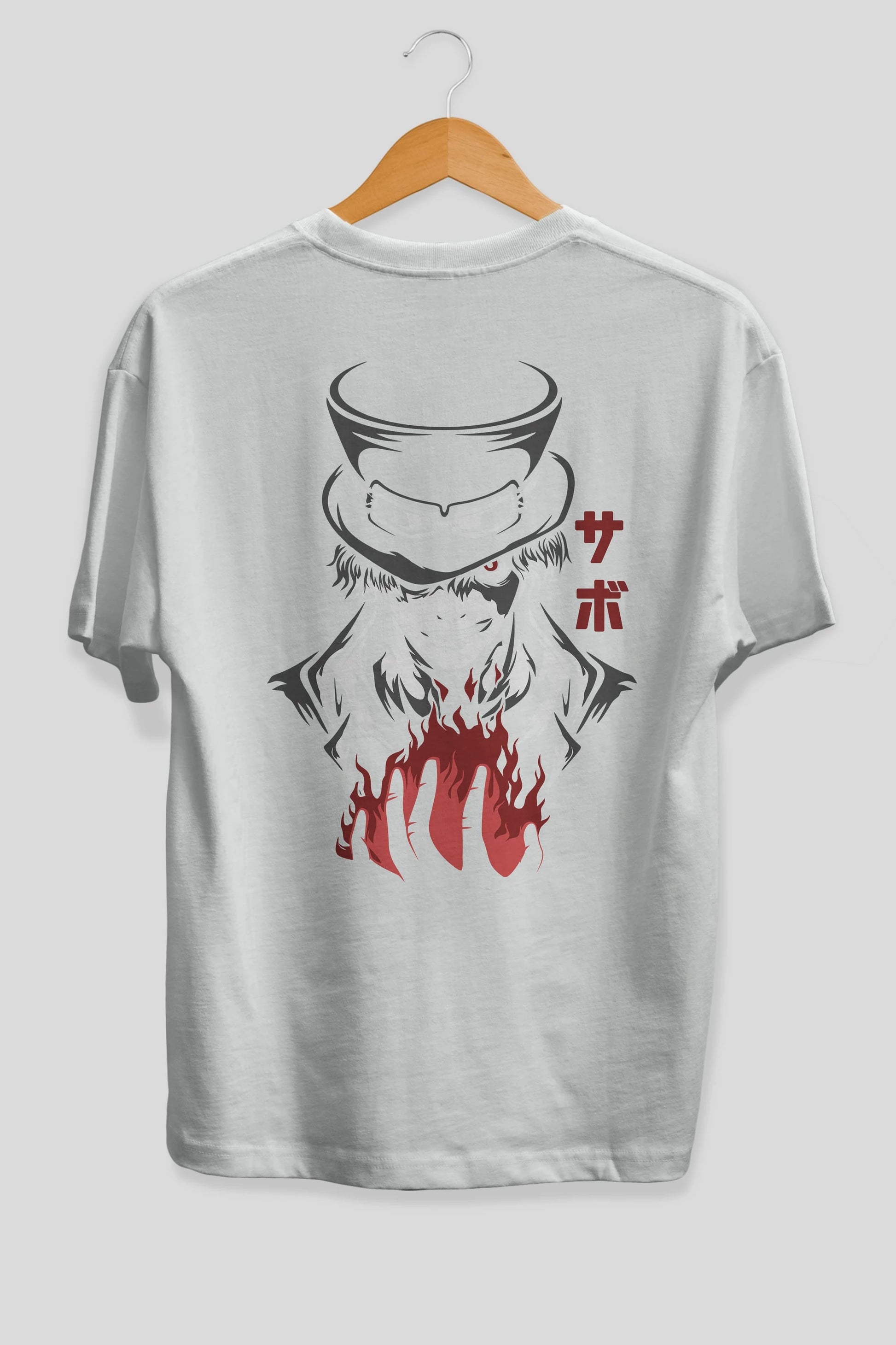 SaboOnePiece Anime Arka Baskılı Oversize t-shirt Erkek Kadın Unisex