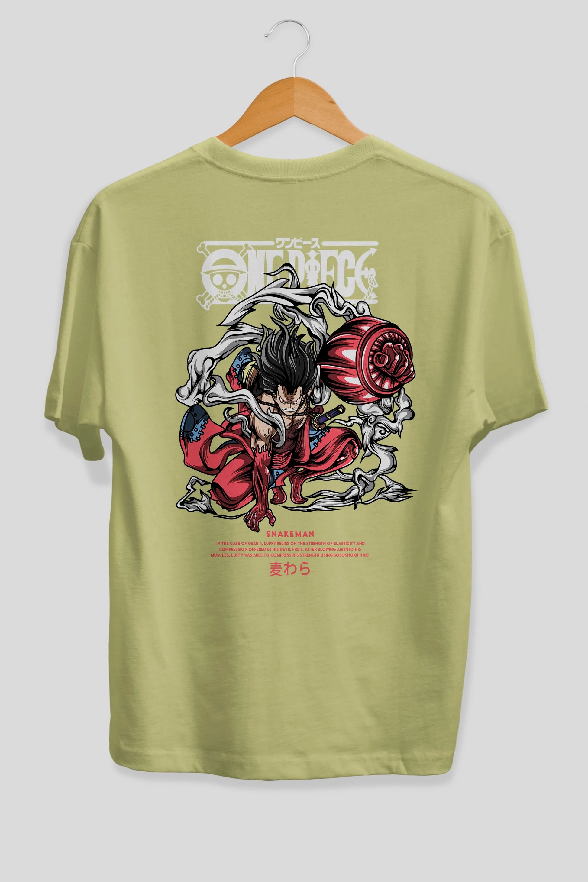 One Piece Snakeman Anime Arka Baskılı Oversize t-shirt Erkek Kadın Unisex