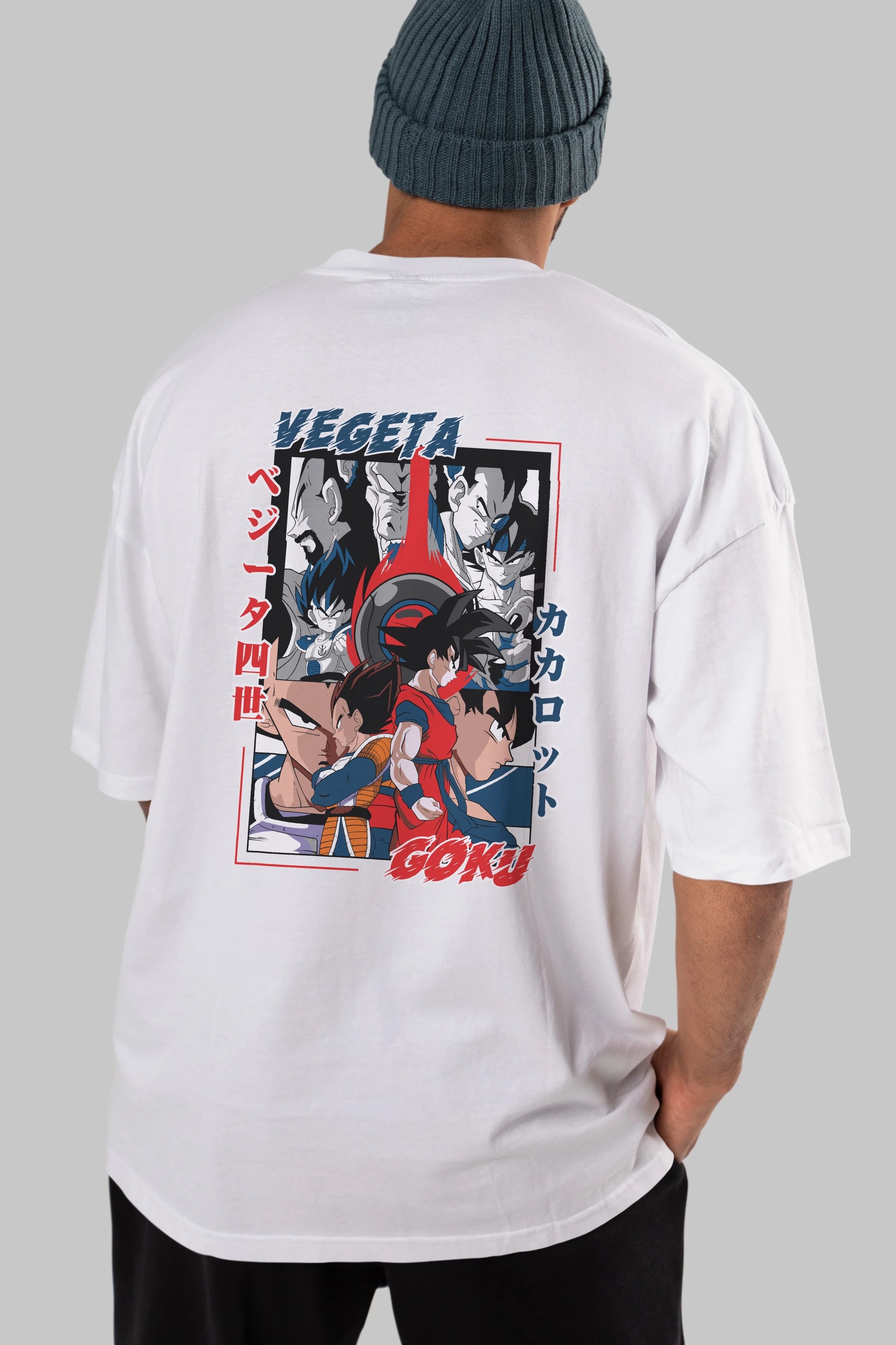 VEGETA VS GOKU Anime Arka Baskılı Oversize t-shirt Erkek Kadın Unisex