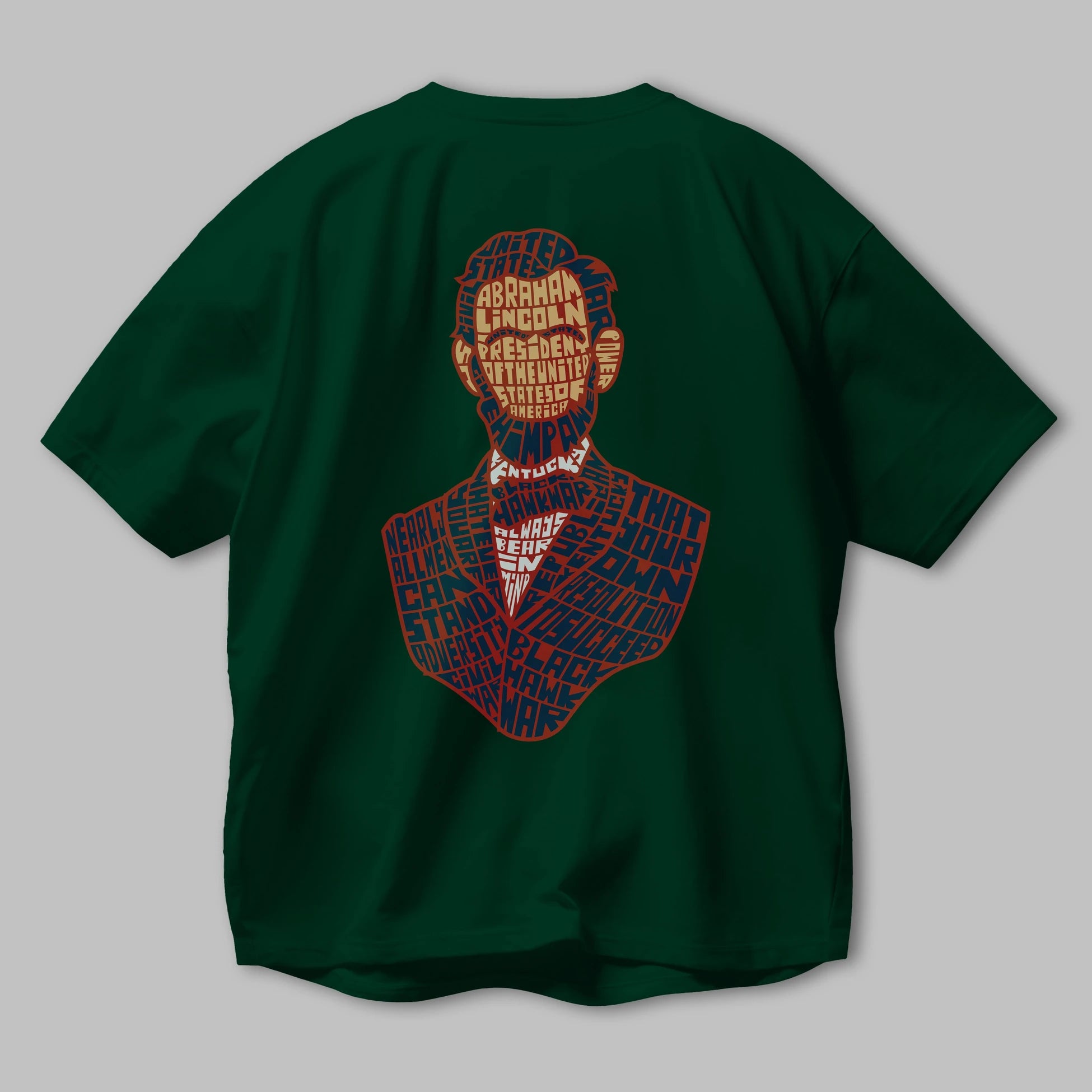Abraham Lincoln Arka Baskılı Oversize t-shirt %100 pamuk Erkek Kadın Unisex
