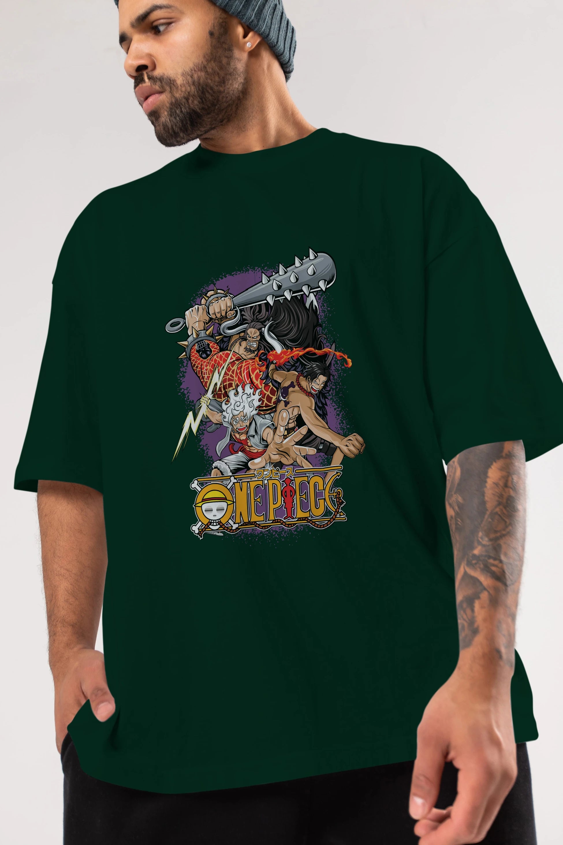 ONE PIECE (6) Anime Ön Baskılı Oversize t-shirt %100 pamuk Erkek Kadın Unisex