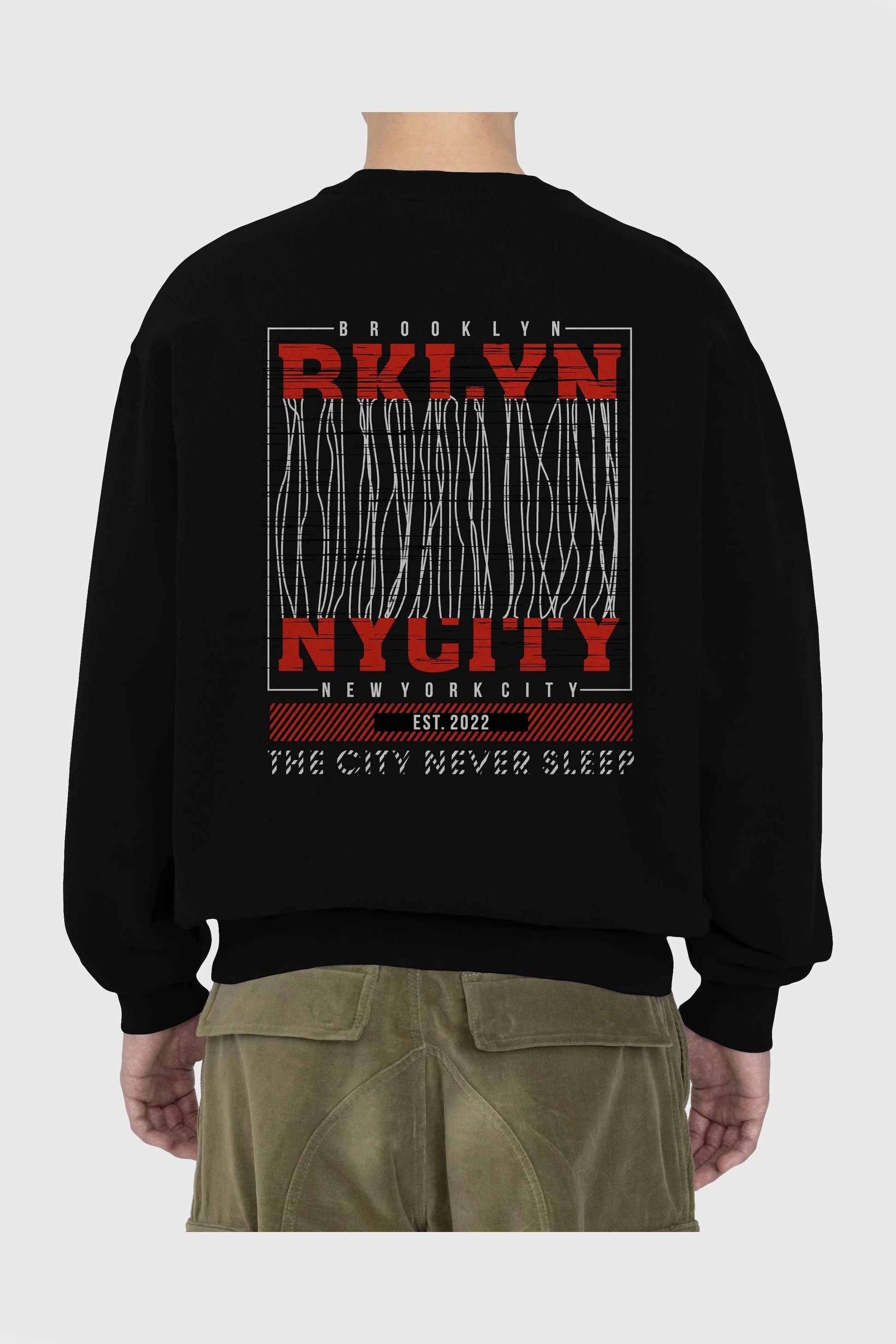 Brooklyn New York City Arka Baskılı Oversize Sweatshirt Erkek Kadın Unisex
