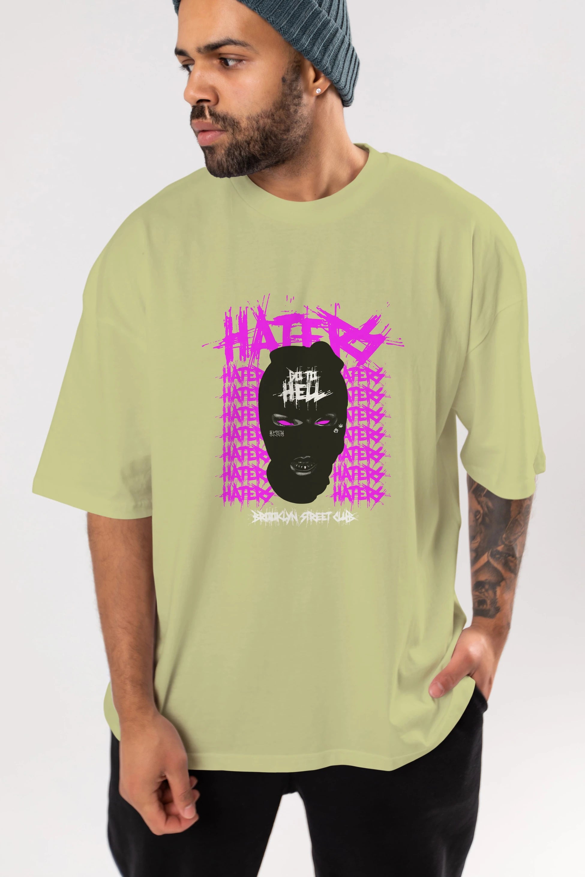 Haters Brooklyn Street Club Ön Baskılı Oversize t-shirt Erkek Kadın Unisex