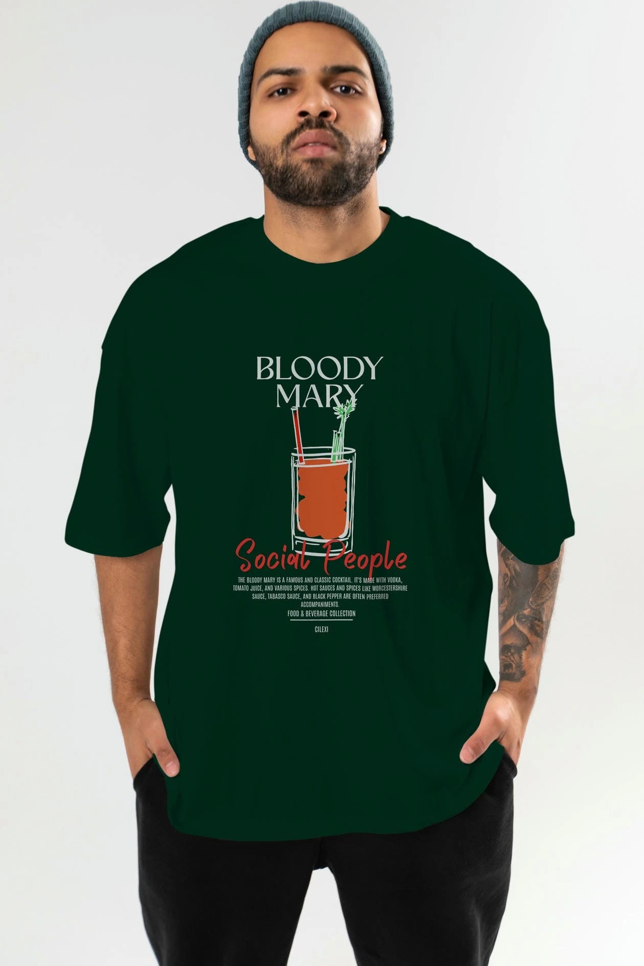 Bloody Mary Kokteyl Serisi ön Baskılı Oversize t-shirt Erkek Kadın %100 Pamuk Bisiklet Yaka tişort