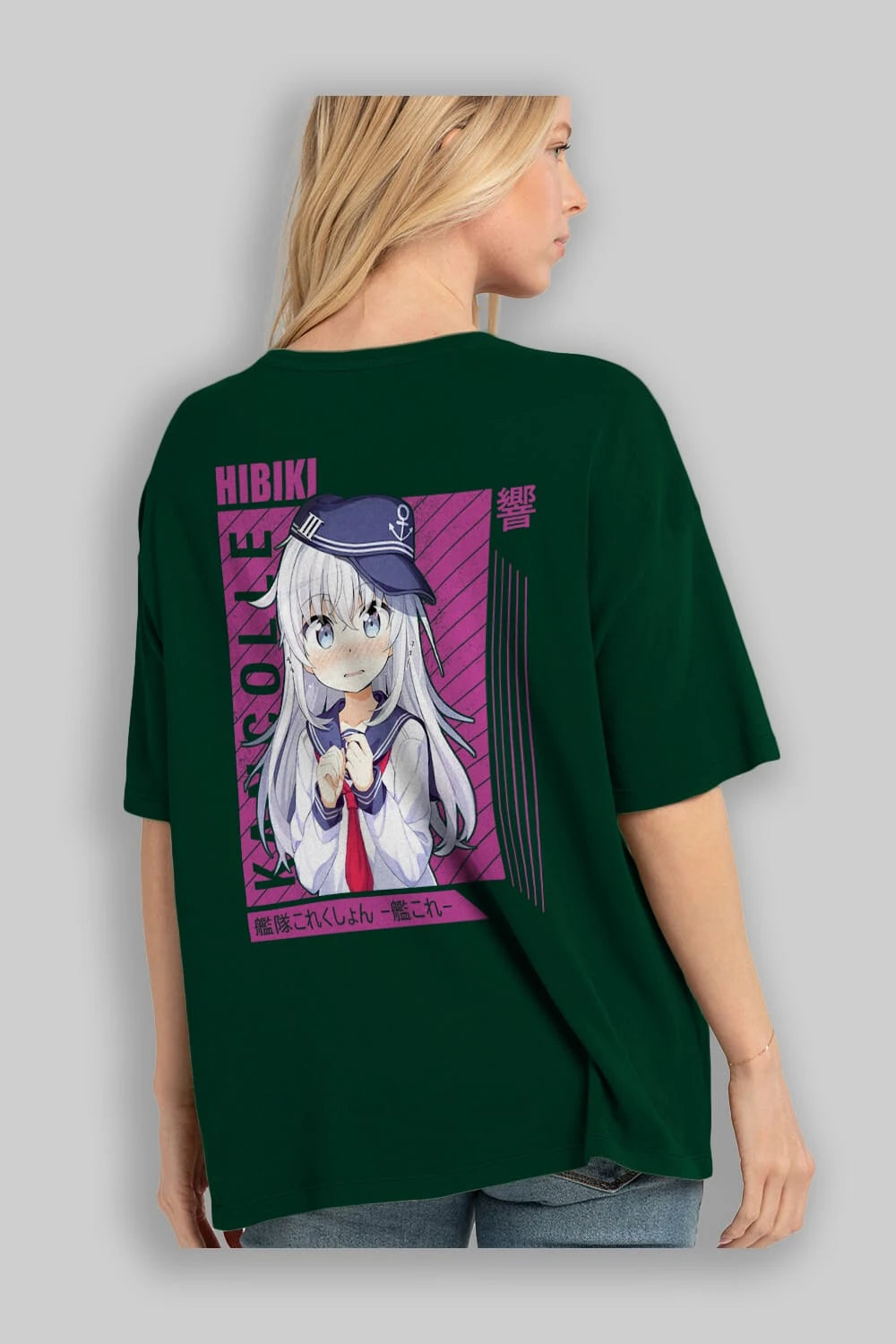 Hibiki 4 Anime Arka Baskılı Oversize t-shirt Erkek Kadın Unisex