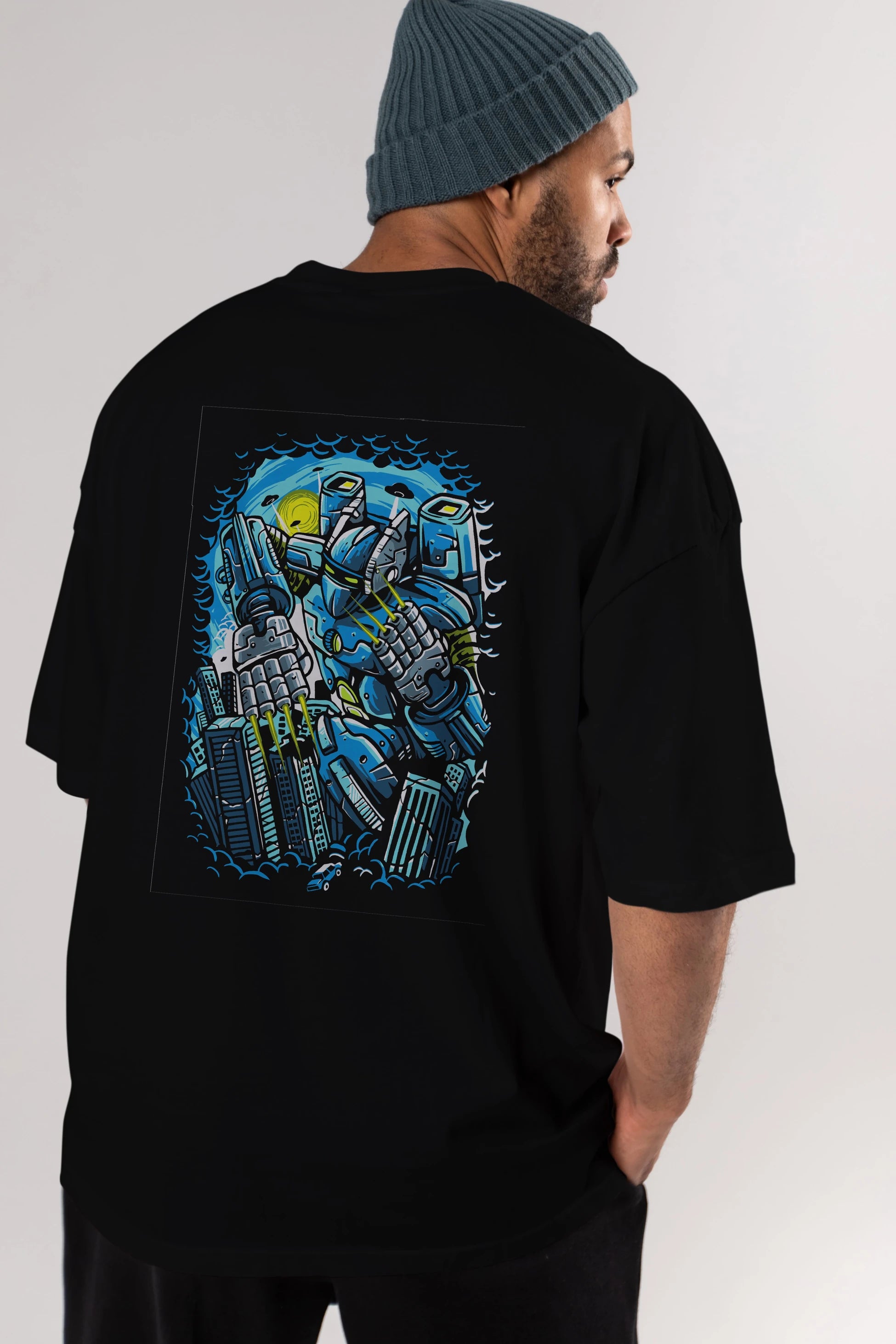Destroy The City Arka Baskılı Oversize t-shirt Erkek Kadın Unisex %100 Pamuk