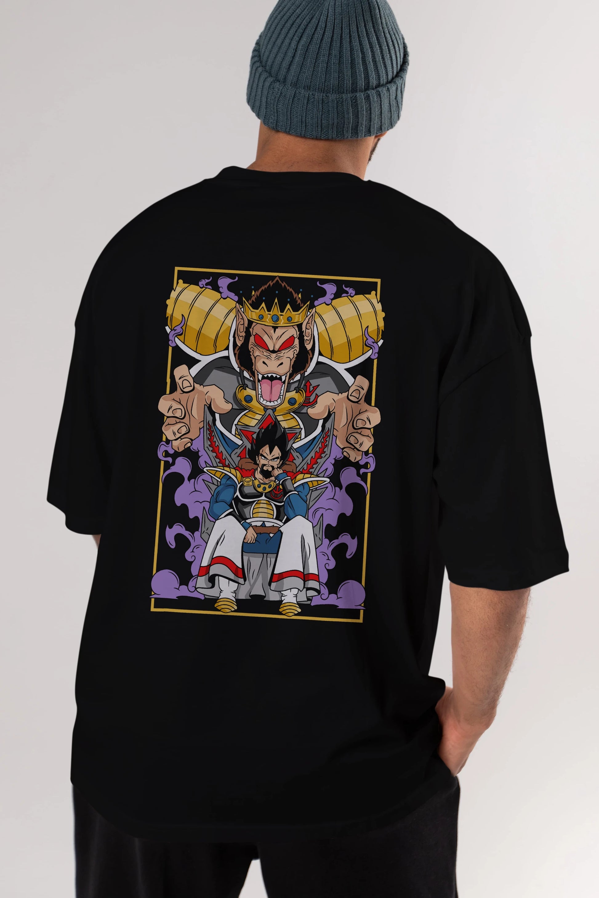 DragonBall ReyVegeta Anime Arka Baskılı Oversize t-shirt Erkek Kadın Unisex