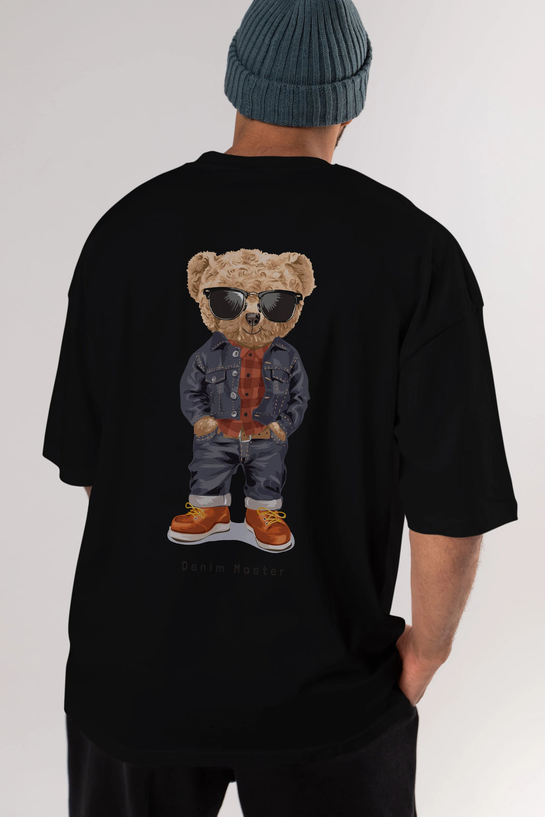 Teddy Bear Tarz Arka Baskılı Oversize t-shirt Erkek Kadın Unisex %100 Pamuk