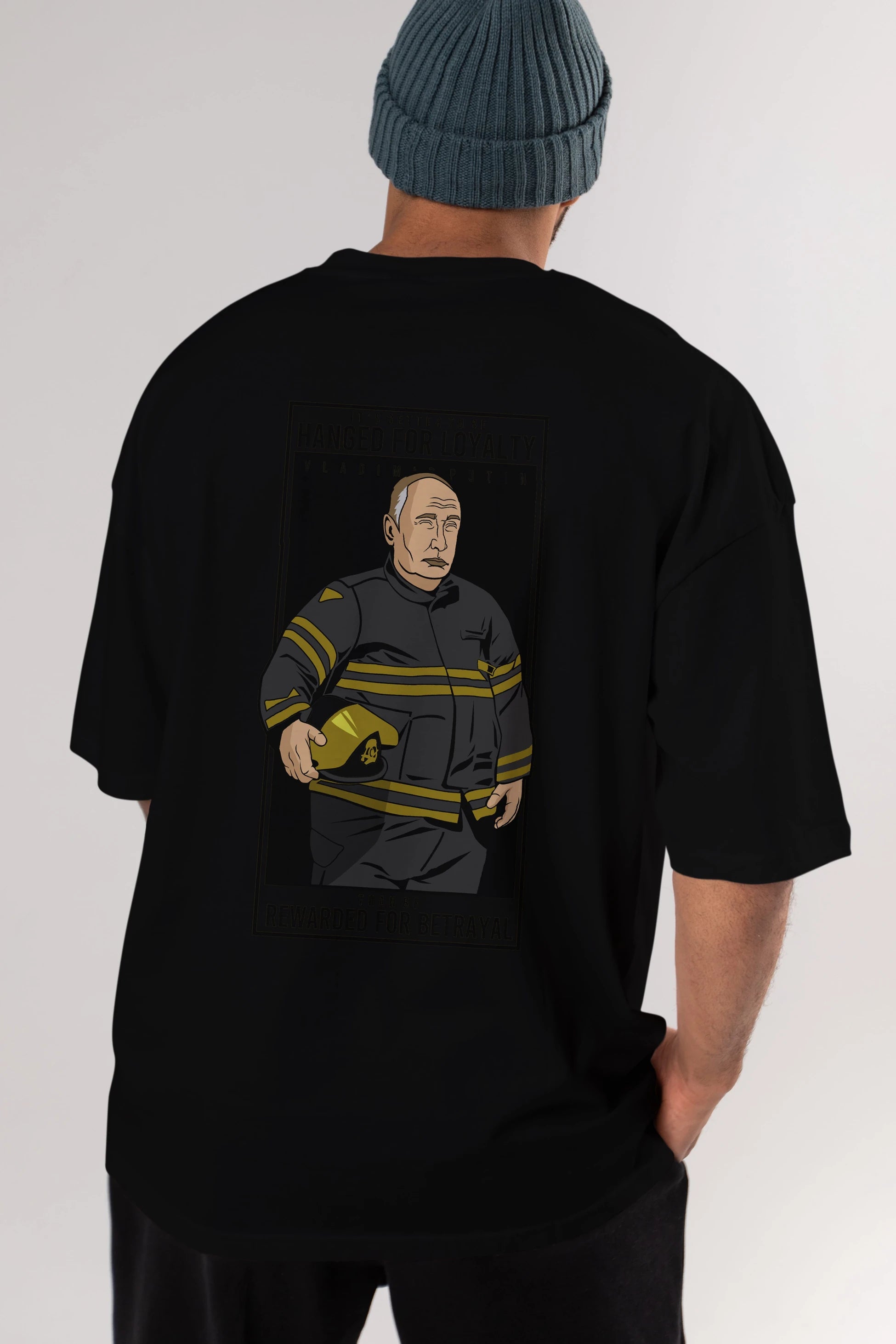 Putin Fireman Arka Baskılı Oversize t-shirt Erkek Kadın Unisex %100 Pamuk tişort