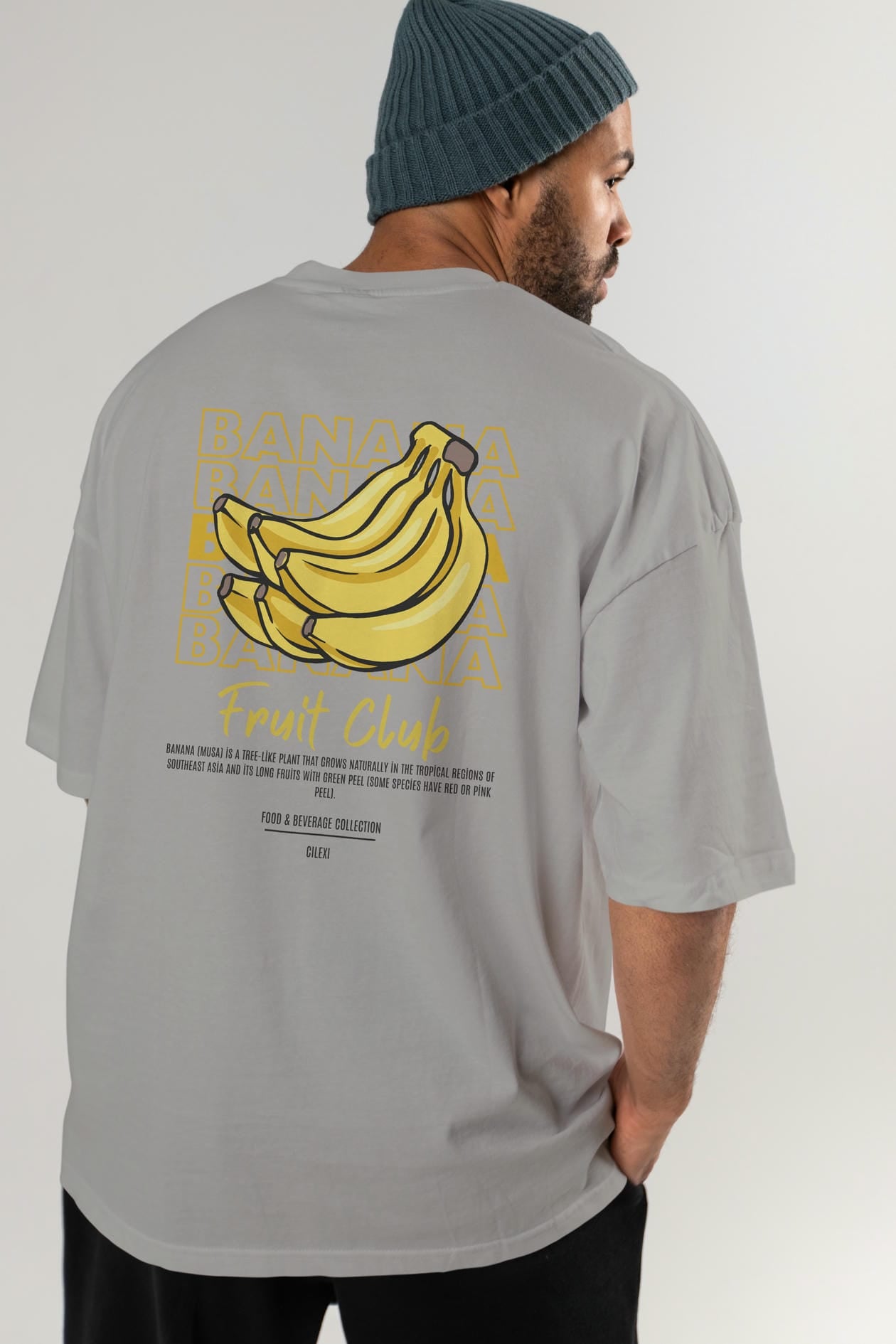 Banana Arka Baskılı Oversize t-shirt Erkek Kadın Pamuk Bisiklet Yaka tişort