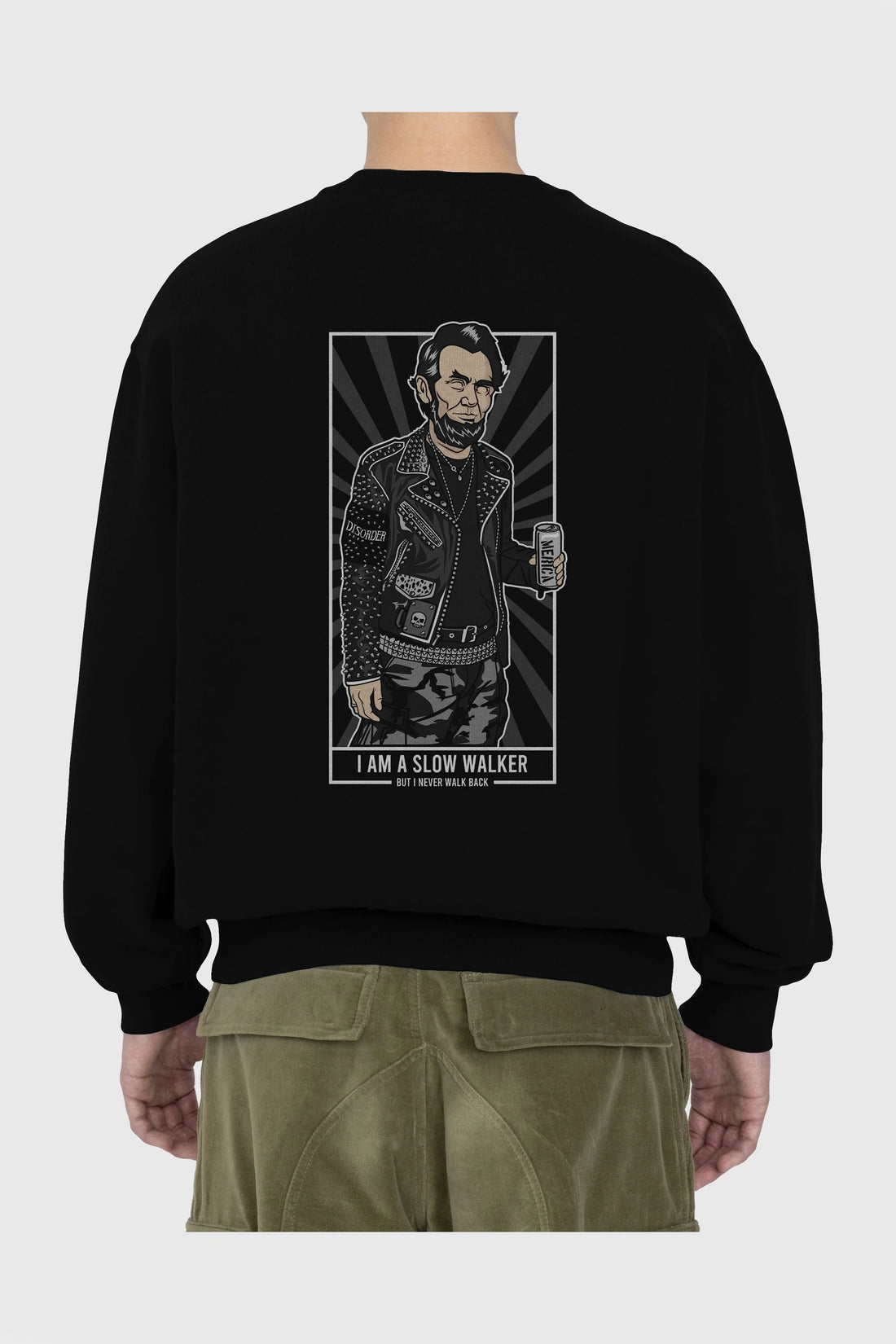 Lincoln Street Punk Arka Baskılı Oversize Sweatshirt Erkek Kadın Unisex