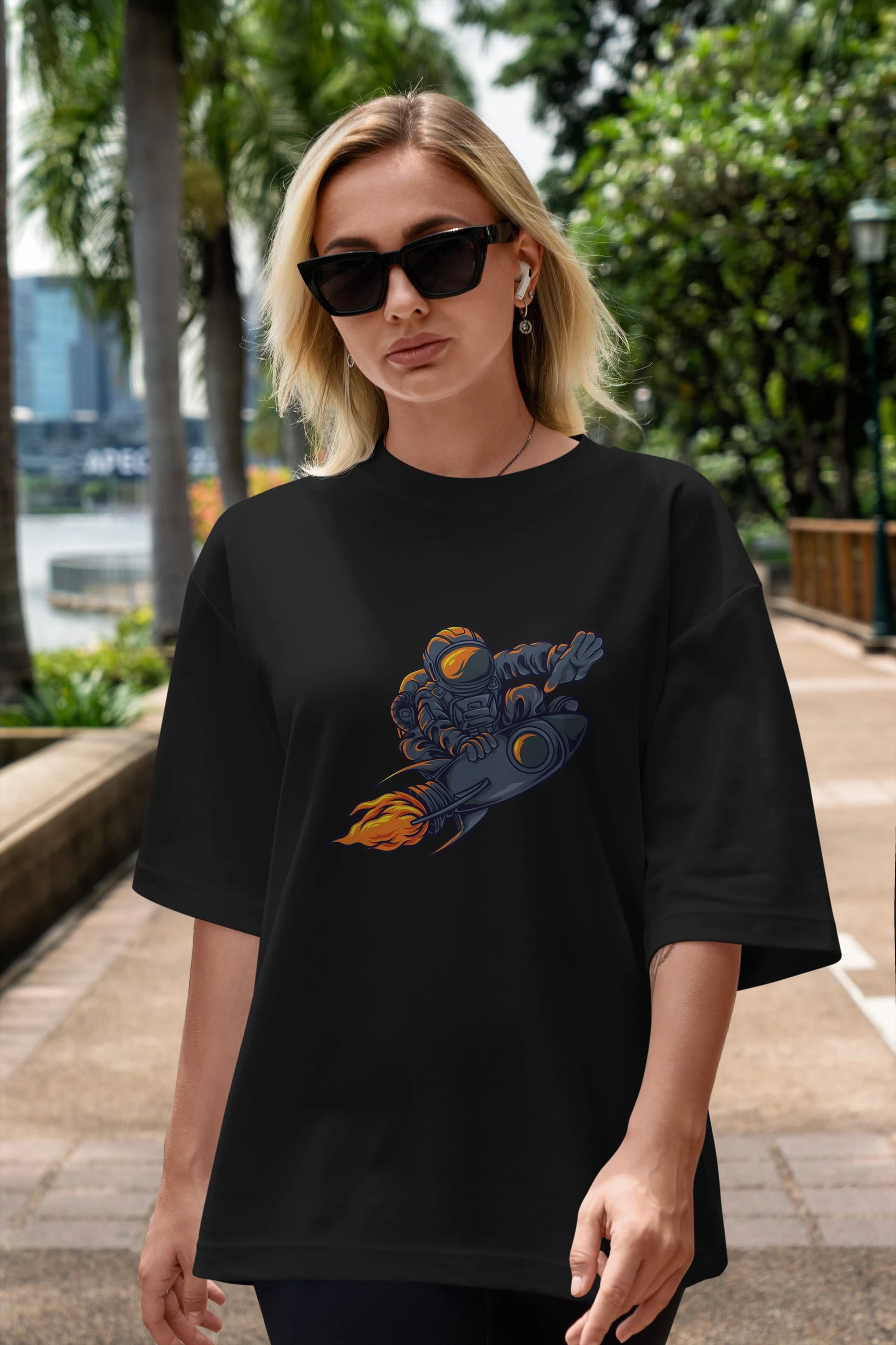 Astrocket Illustration Tshirt Ön Baskılı Oversize t-shirt Erkek Kadın Unisex