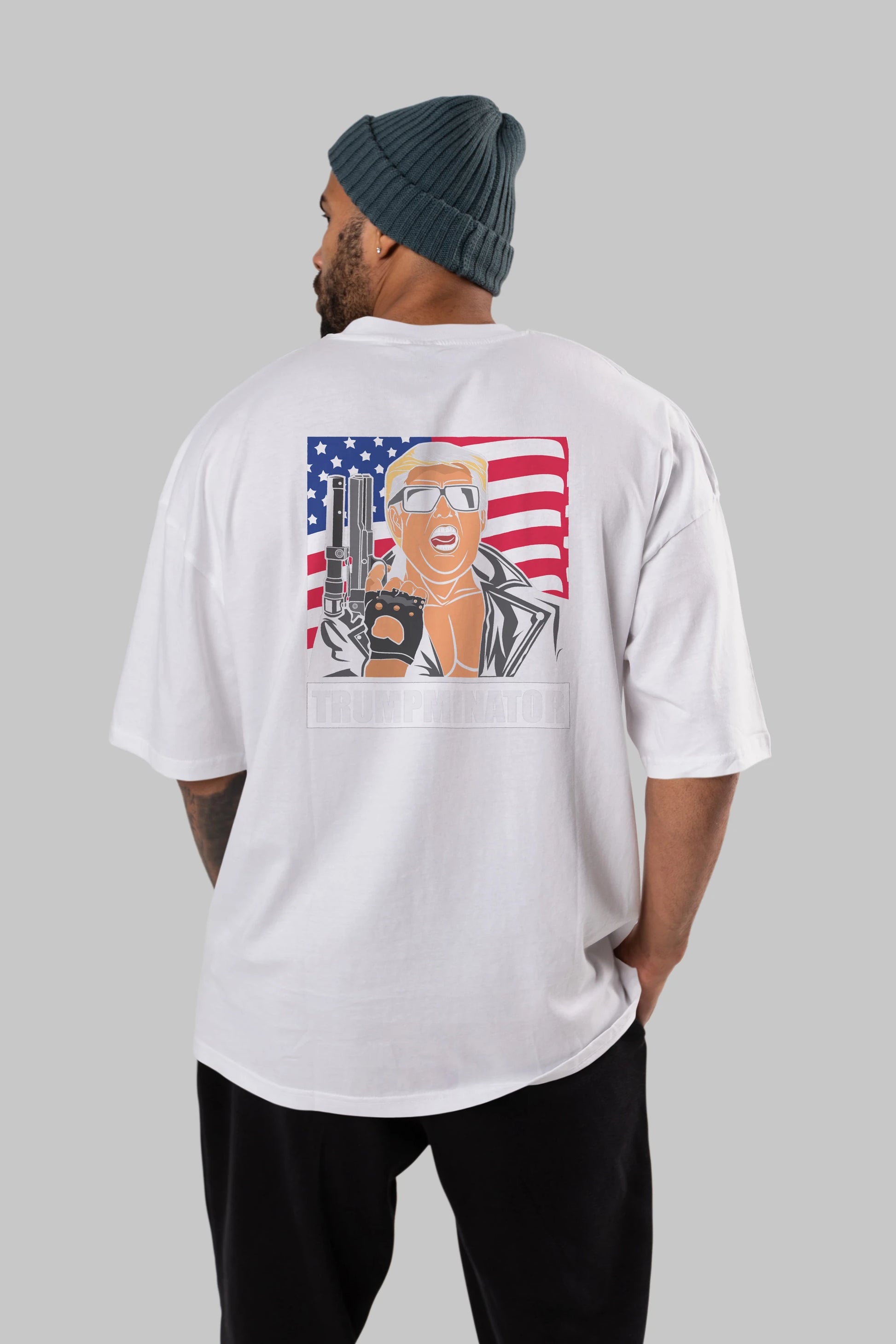 Trumpminator Arka Baskılı Oversize t-shirt Erkek Kadın Unisex %100 Pamuk tişort