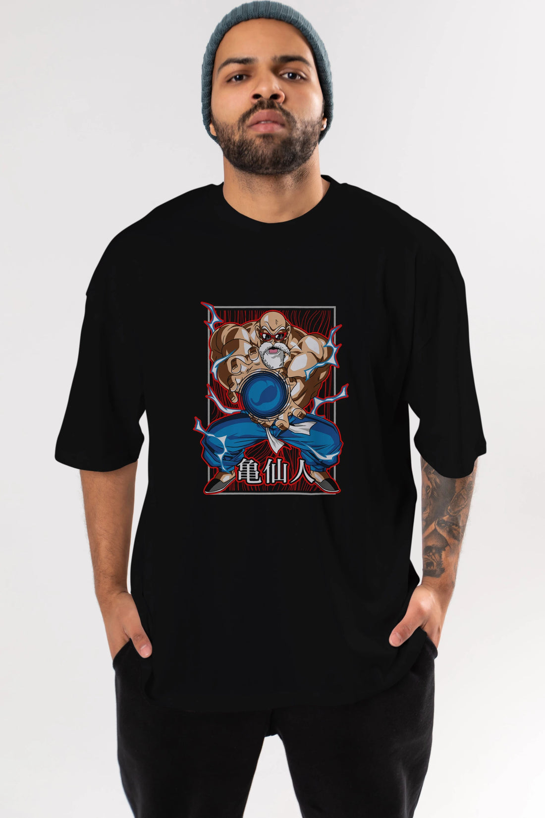 DragonBall MaestroRoshi Anime Ön Baskılı Oversize t-shirt %100 pamuk Erkek Kadın Unisex