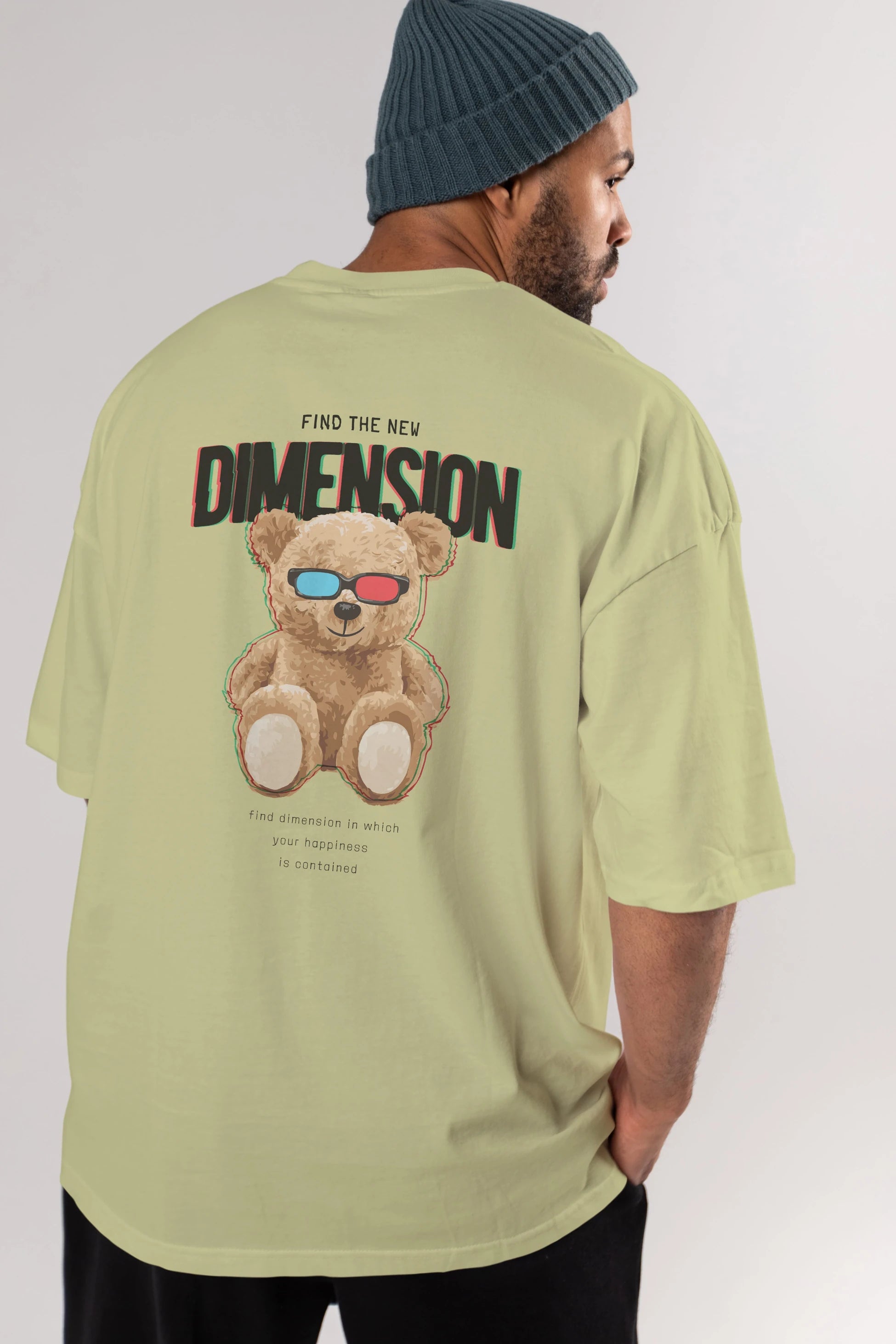 Teddy Bear Dimension Arka Baskılı Oversize t-shirt Erkek Kadın Unisex %100 Pamuk