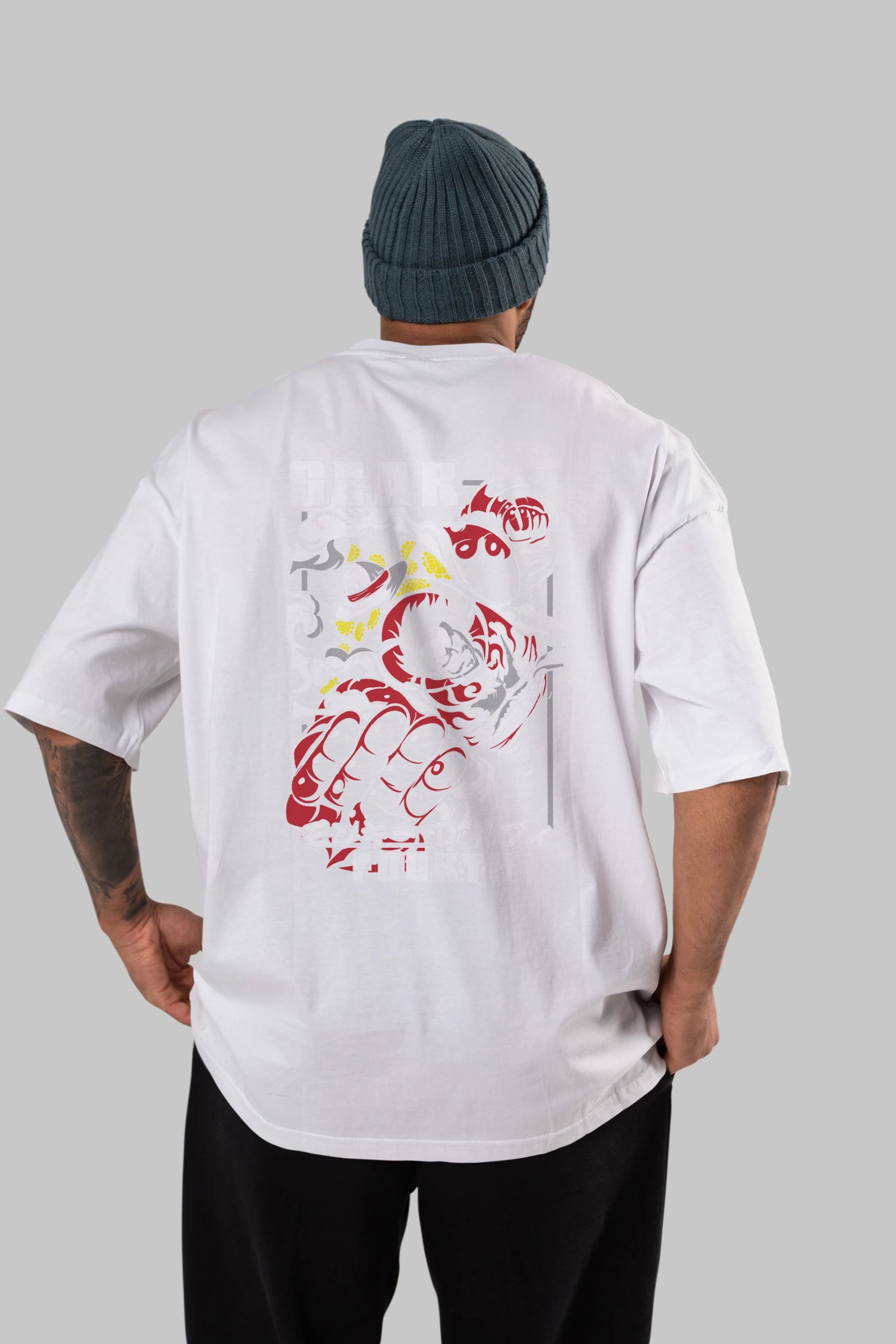 LUFFY gear fourth Anime Arka Baskılı Oversize t-shirt Erkek Kadın Unisex