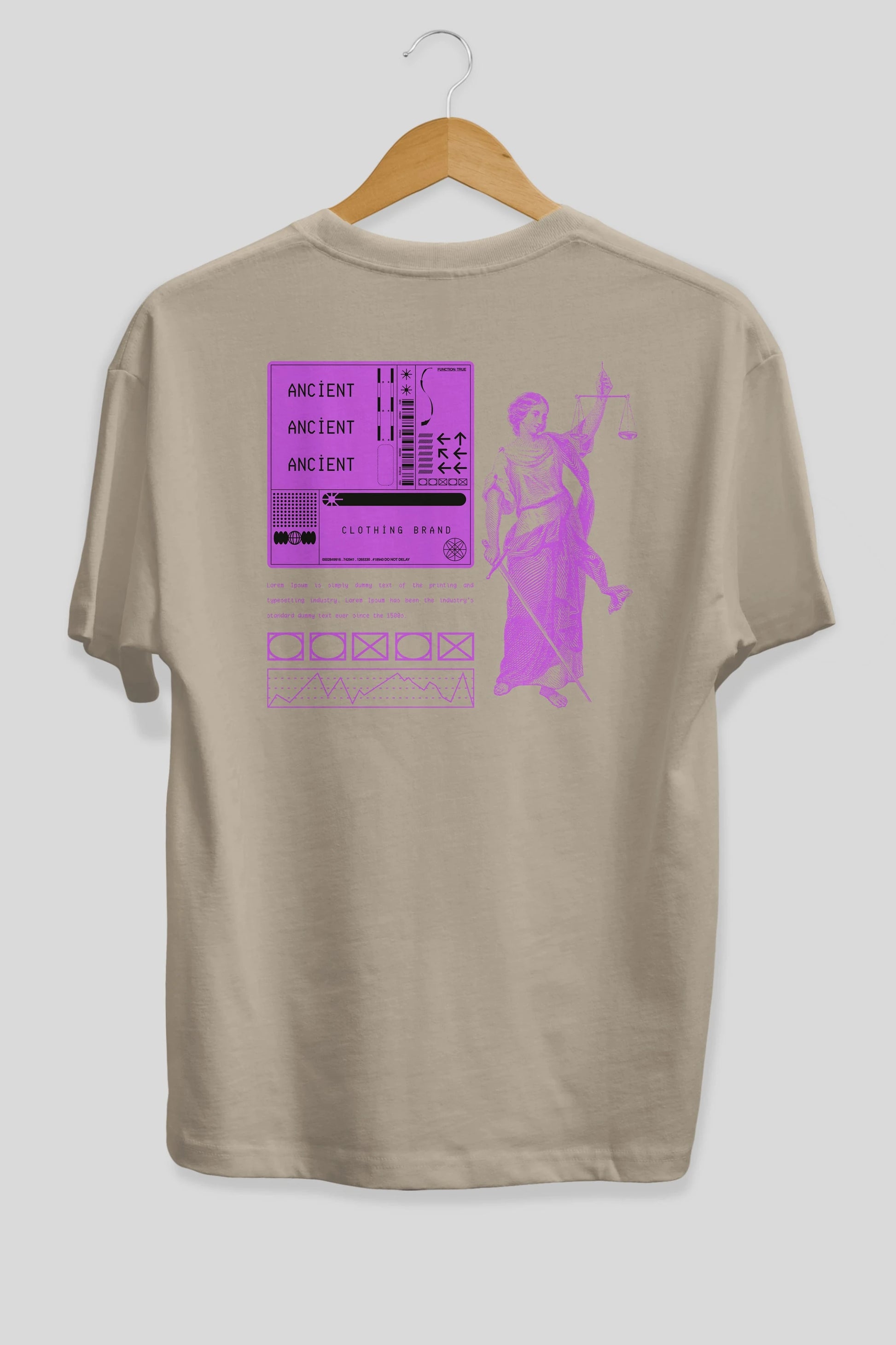Ancient Streetwear Arka Baskılı Oversize t-shirt Erkek Kadın Unisex