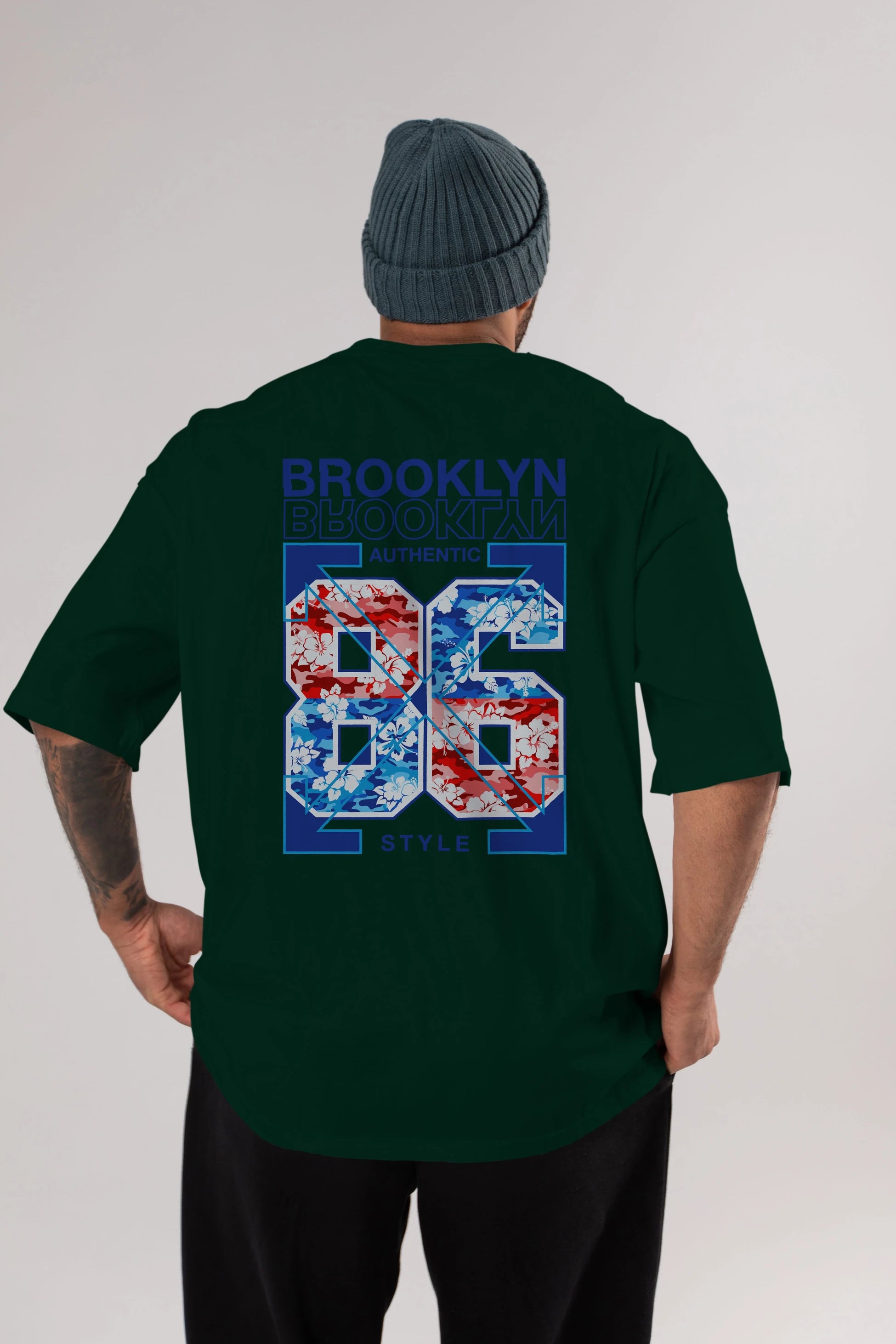 Brooklyn 86 Style Arka Baskılı Oversize t-shirt Erkek Kadın Unisex