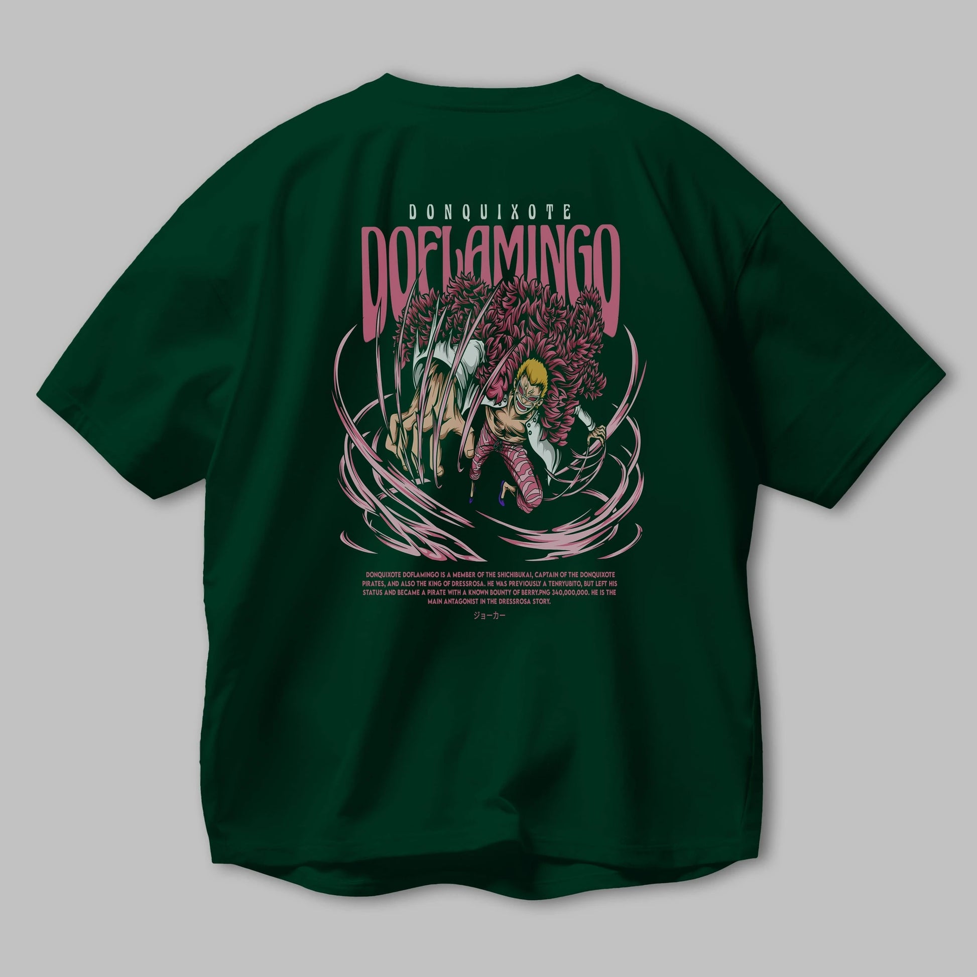 Doflamingo Anime Arka Baskılı Oversize t-shirt Erkek Kadın Unisex
