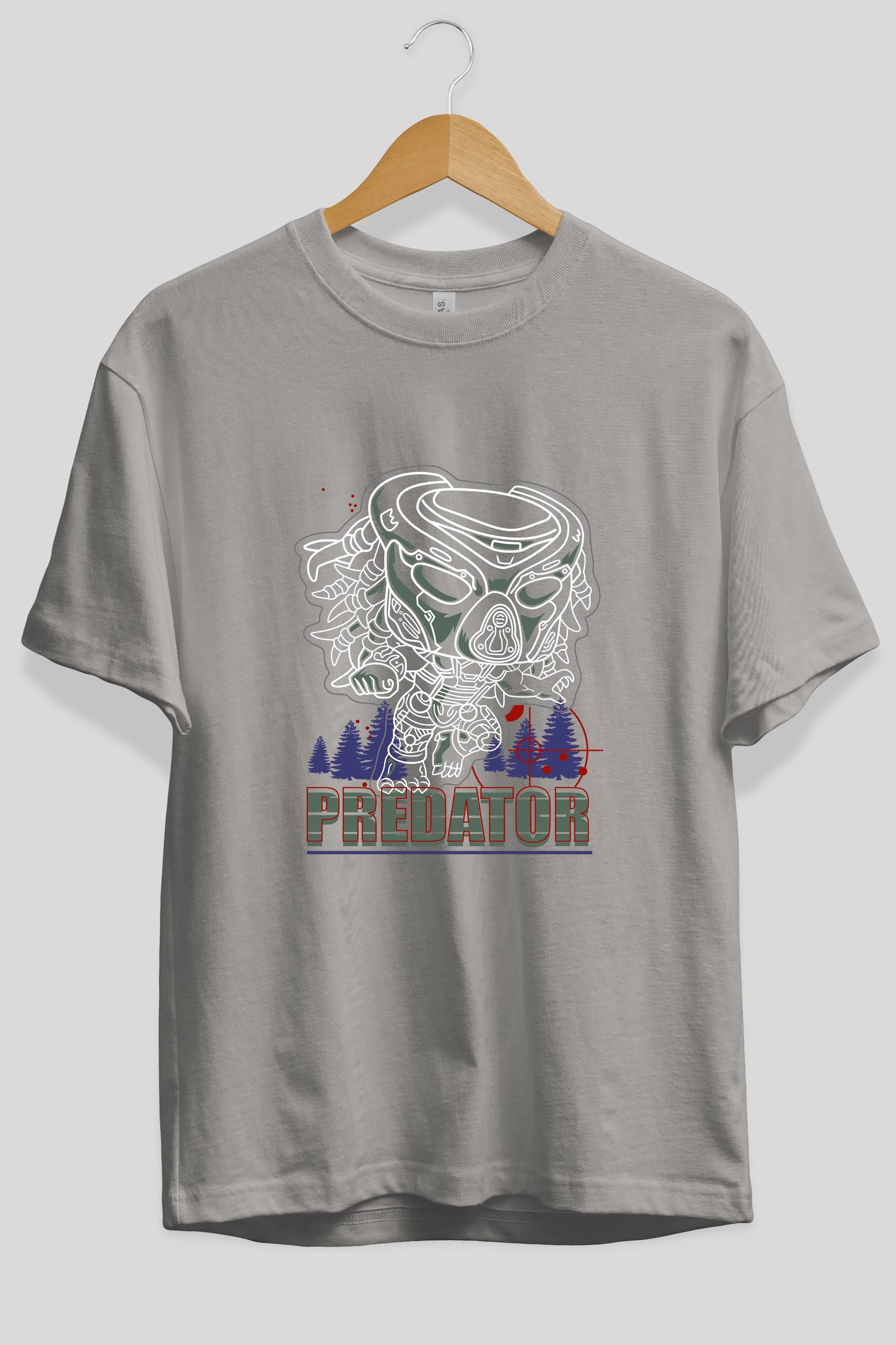 Predator Ön Baskılı Oversize t-shirt Erkek Kadın Unisex %100 Pamuk Bisiklet Yaka tişort