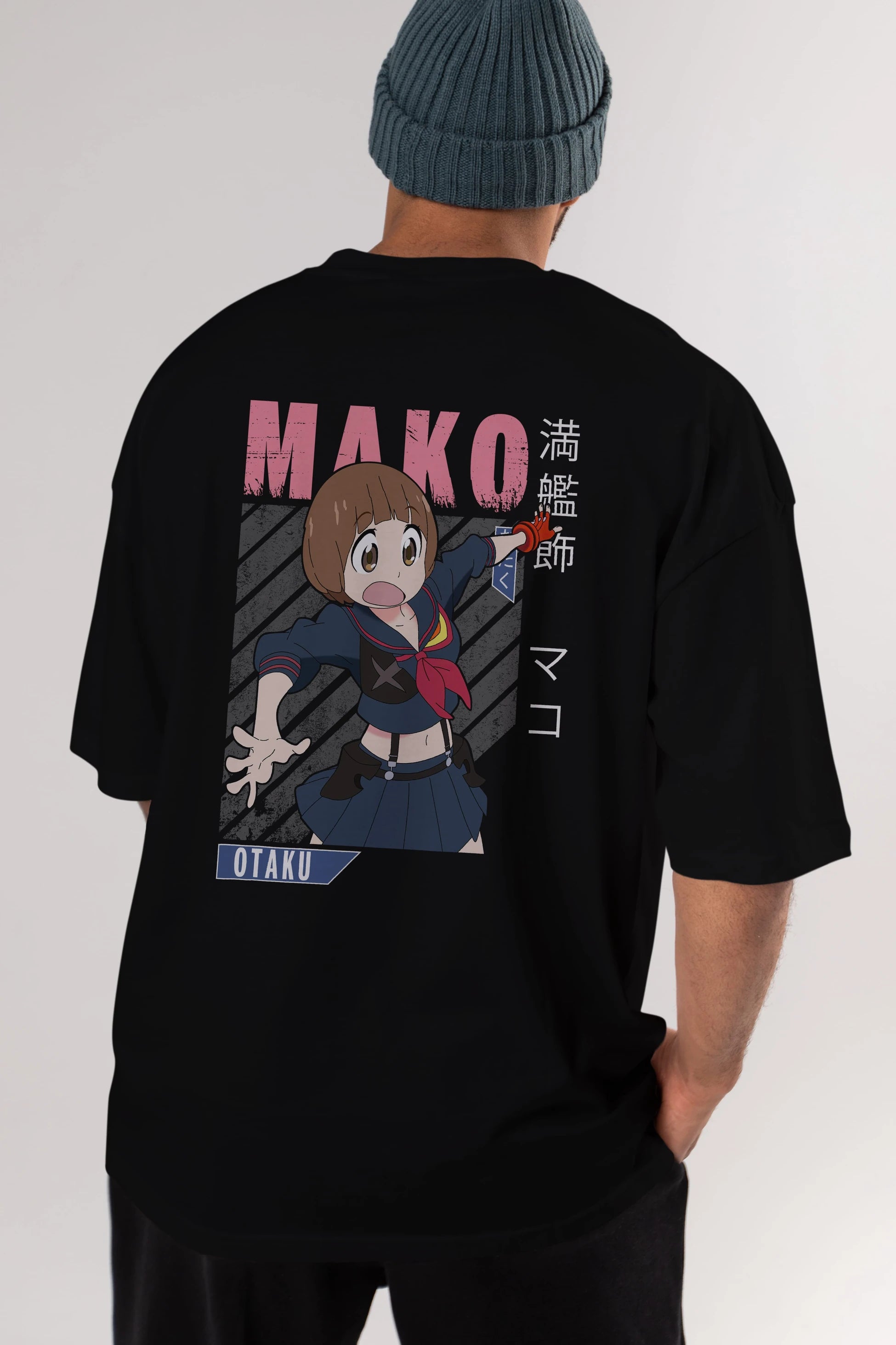 Mako Mankanshoku 2 Anime Arka Baskılı Oversize t-shirt Erkek Kadın Unisex