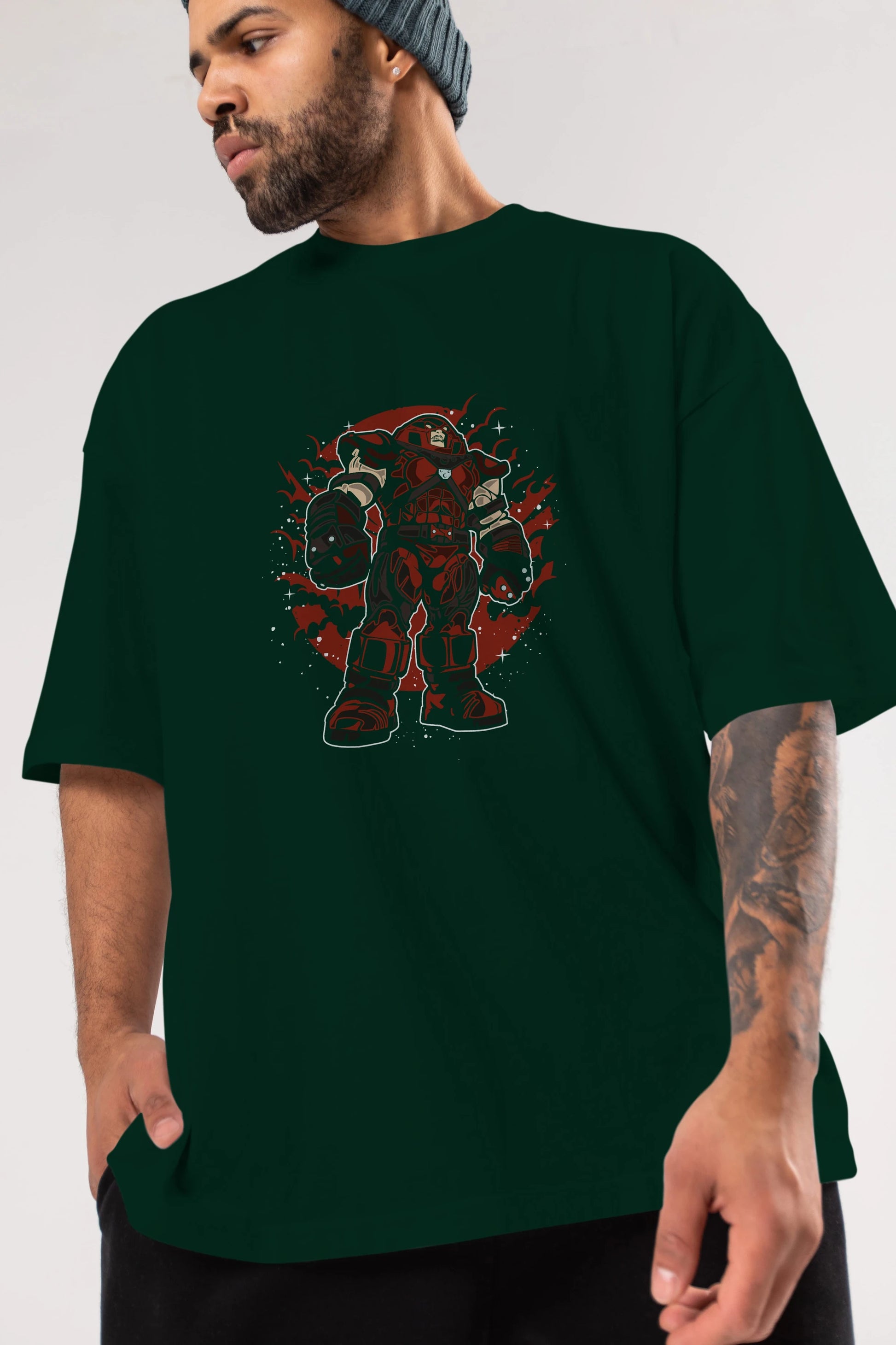 JUGERNAUT Ön Baskılı Oversize t-shirt Erkek Kadın Unisex %100 Pamuk tişort