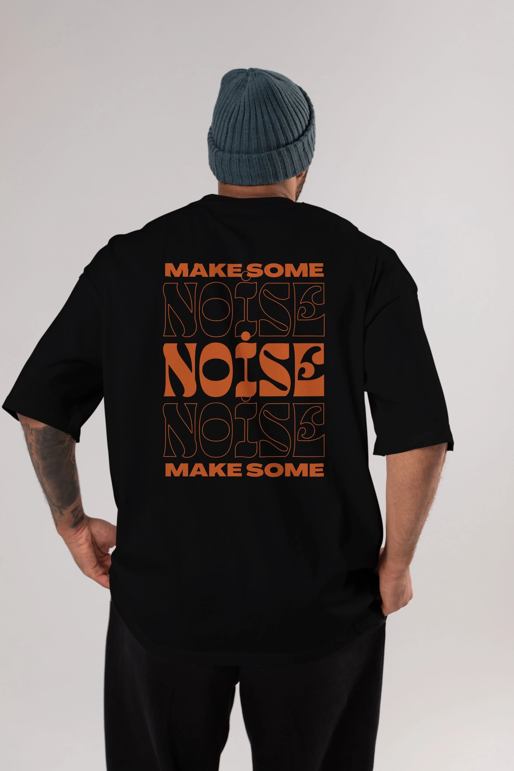 Make Some Noise Yazılı 2 Arka Baskılı Oversize t-shirt Erkek Kadın Unisex