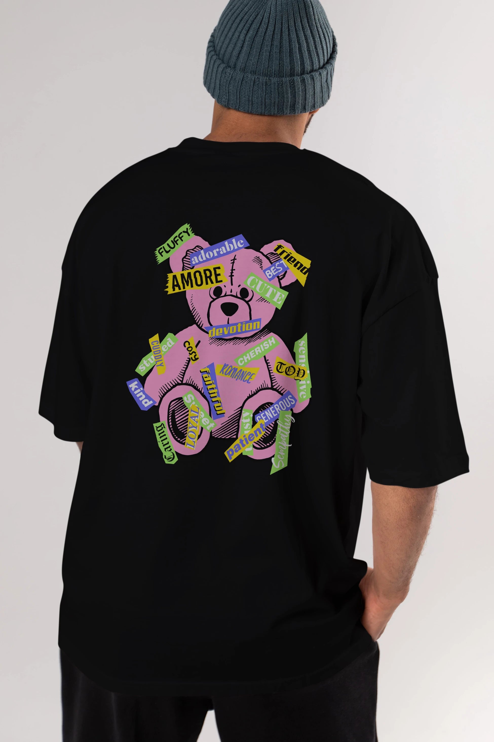 Teddy Bear Cute Arka Baskılı Oversize t-shirt Erkek Kadın Unisex