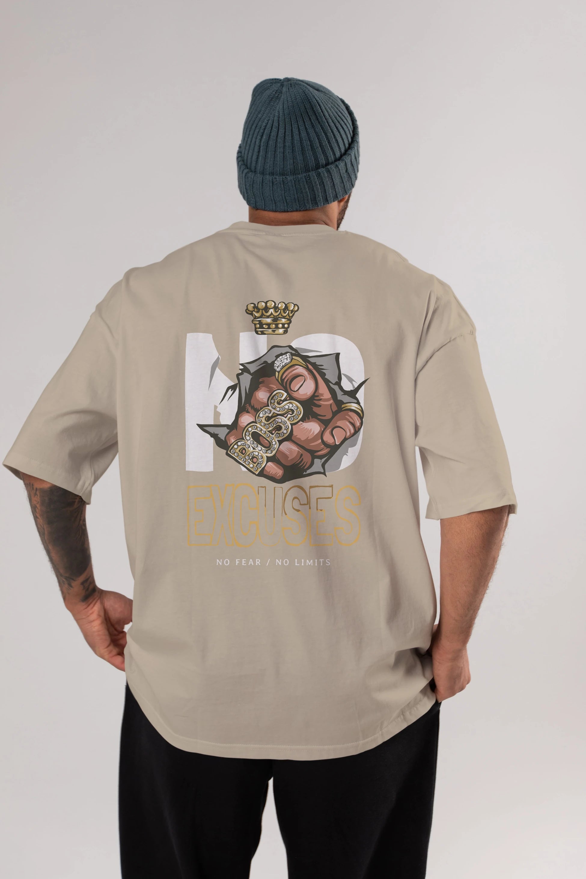 No Excuses Arka Baskılı Oversize t-shirt Erkek Kadın Unisex