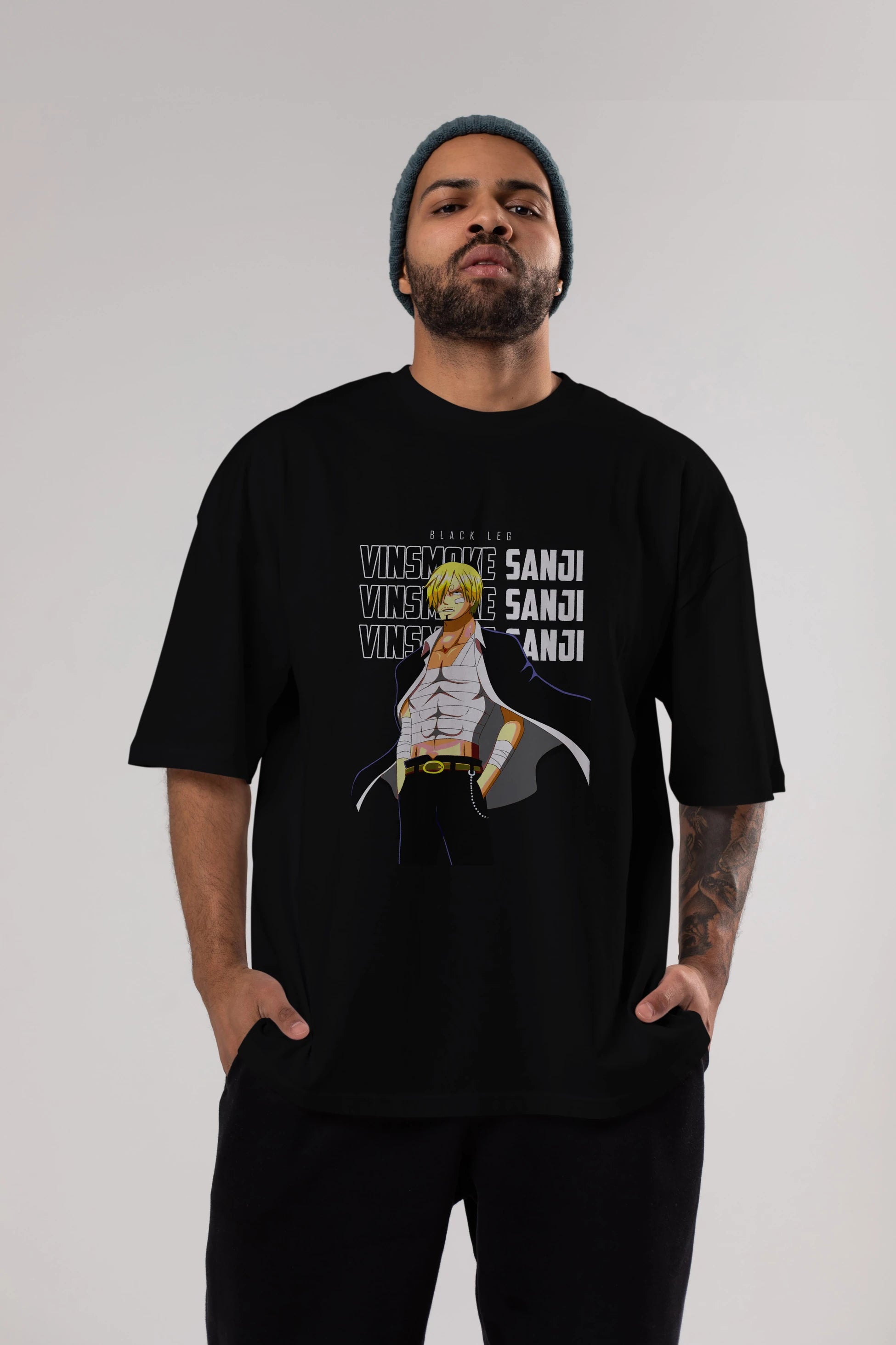Sanji Anime Ön Baskılı Oversize t-shirt Erkek Kadın Unisex
