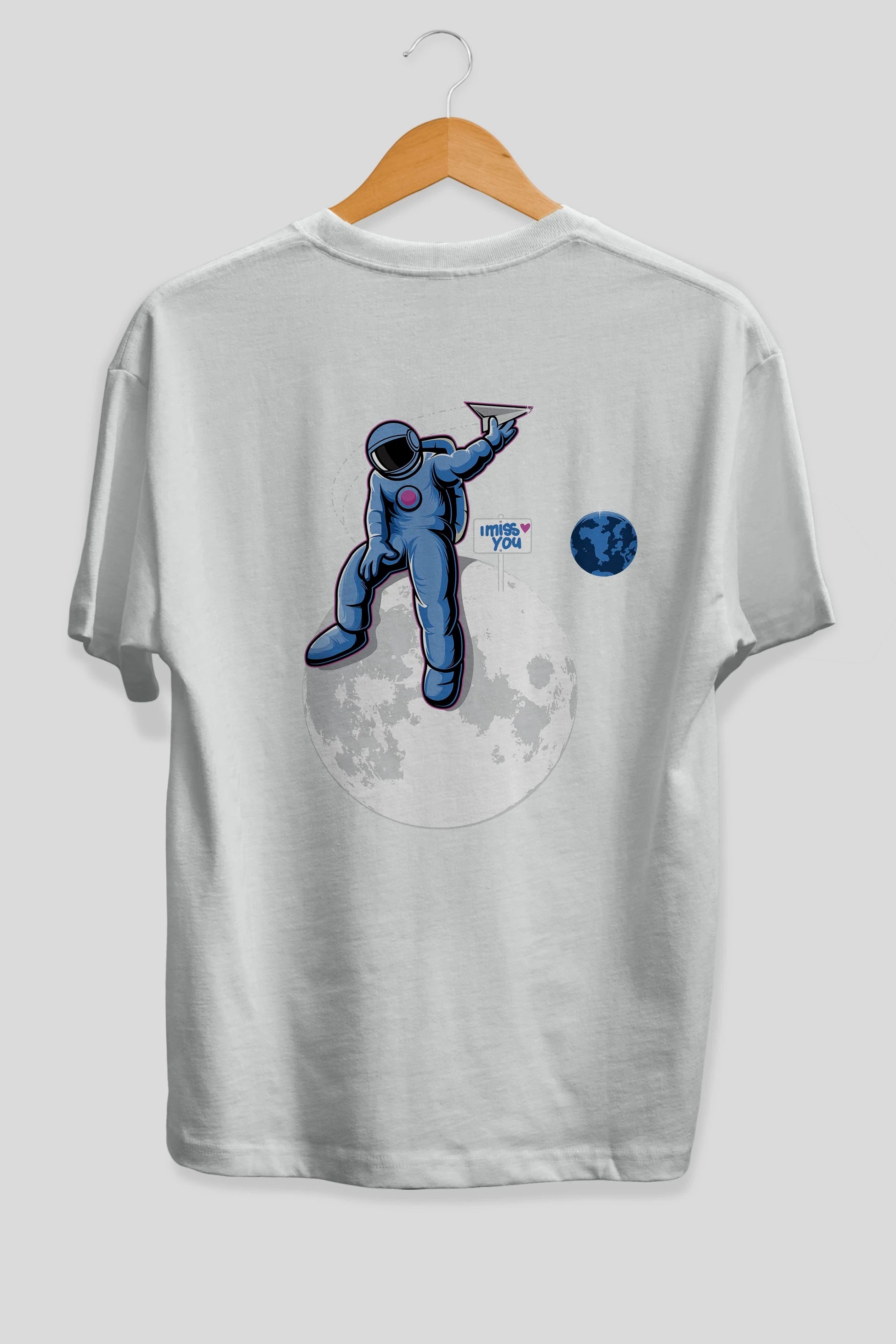 Astro Missing Earth Arka Baskılı Oversize t-shirt Erkek Kadın Unisex