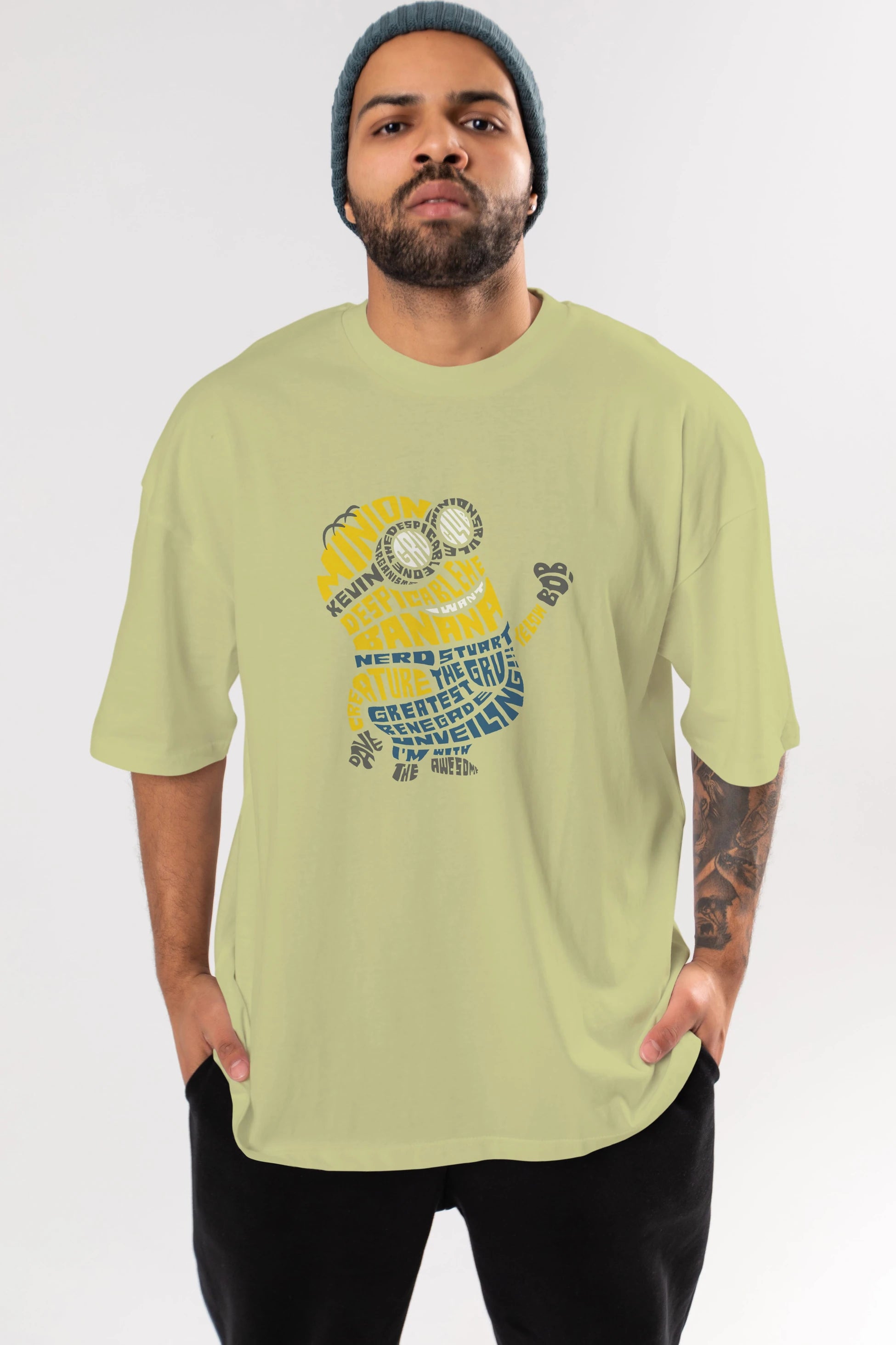 Minion Ön Baskılı Oversize t-shirt %100 pamuk Erkek Kadın Unisex