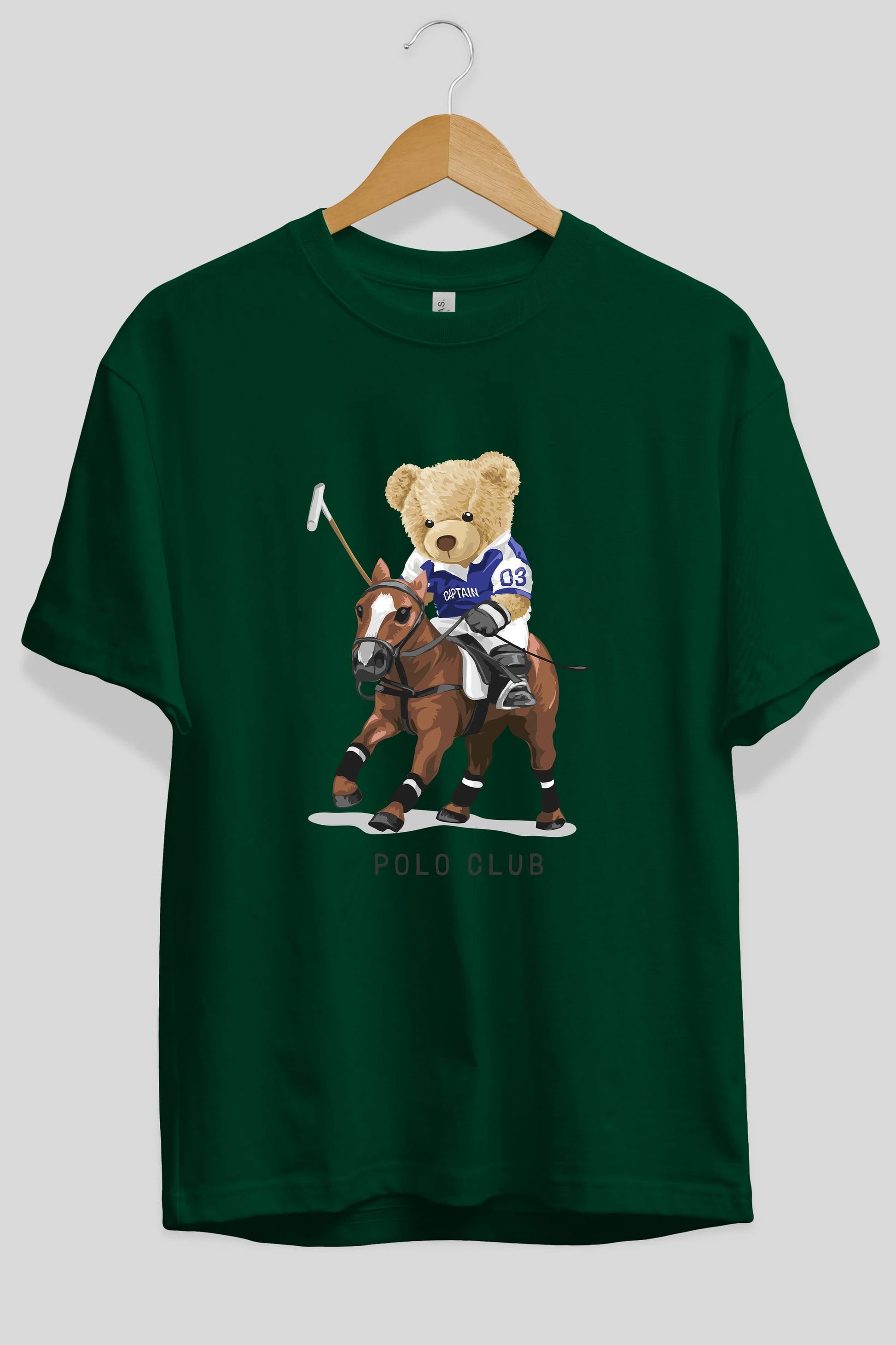 Teddy Bear Polo Club Ön Baskılı Oversize t-shirt Erkek Kadın Unisex %100 Pamuk