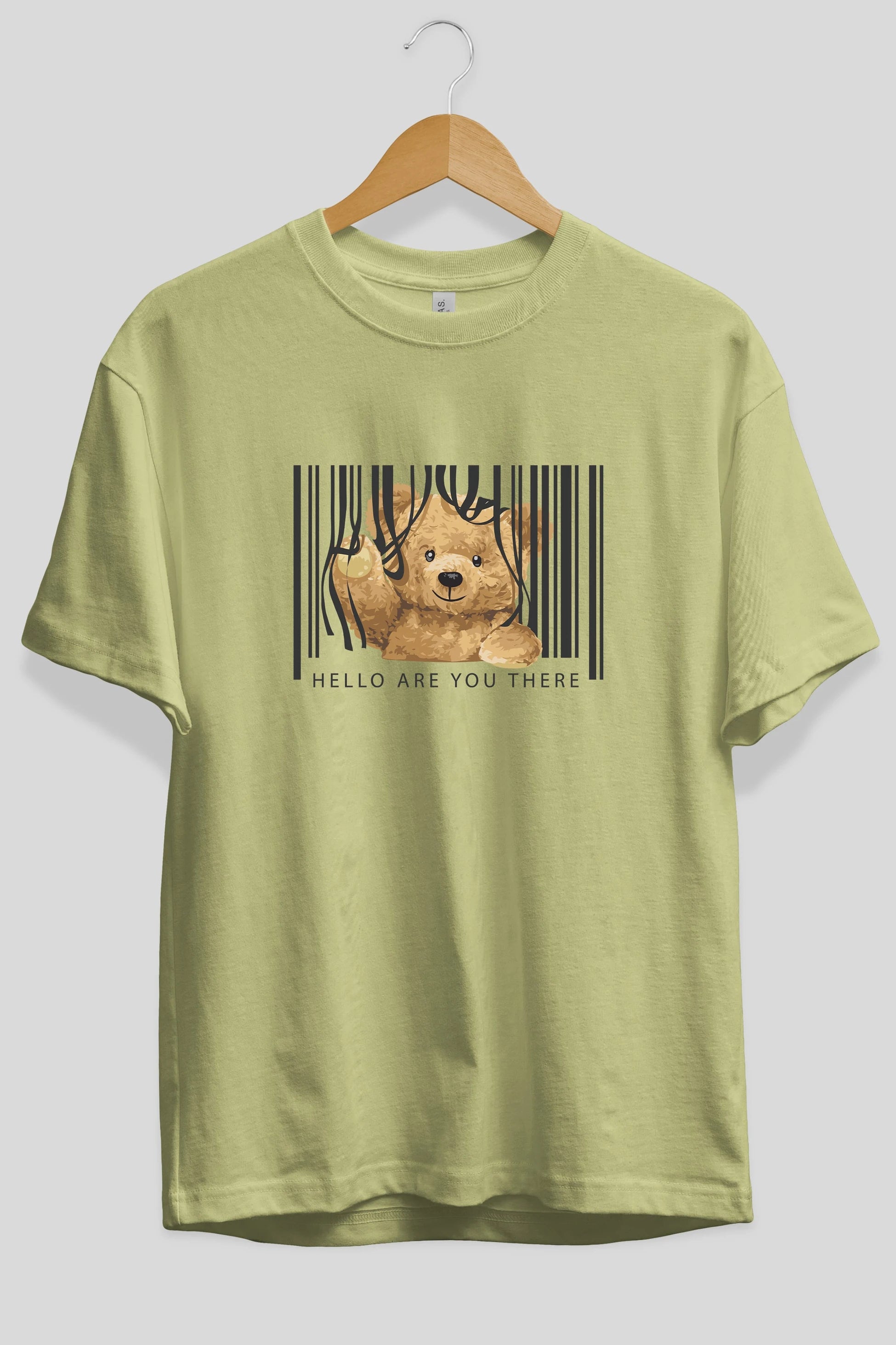 Teddy Bear Hello Ön Baskılı Oversize t-shirt Erkek Kadın Unisex %100 Pamuk
