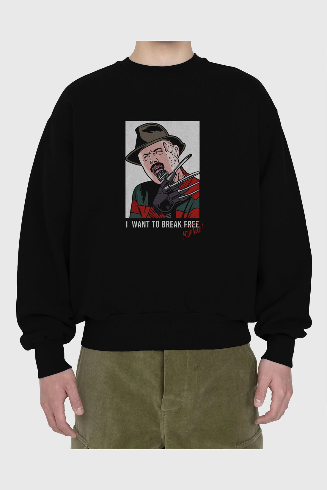 Freddy Merkrueger Ön Baskılı Oversize Sweatshirt Erkek Kadın Unisex