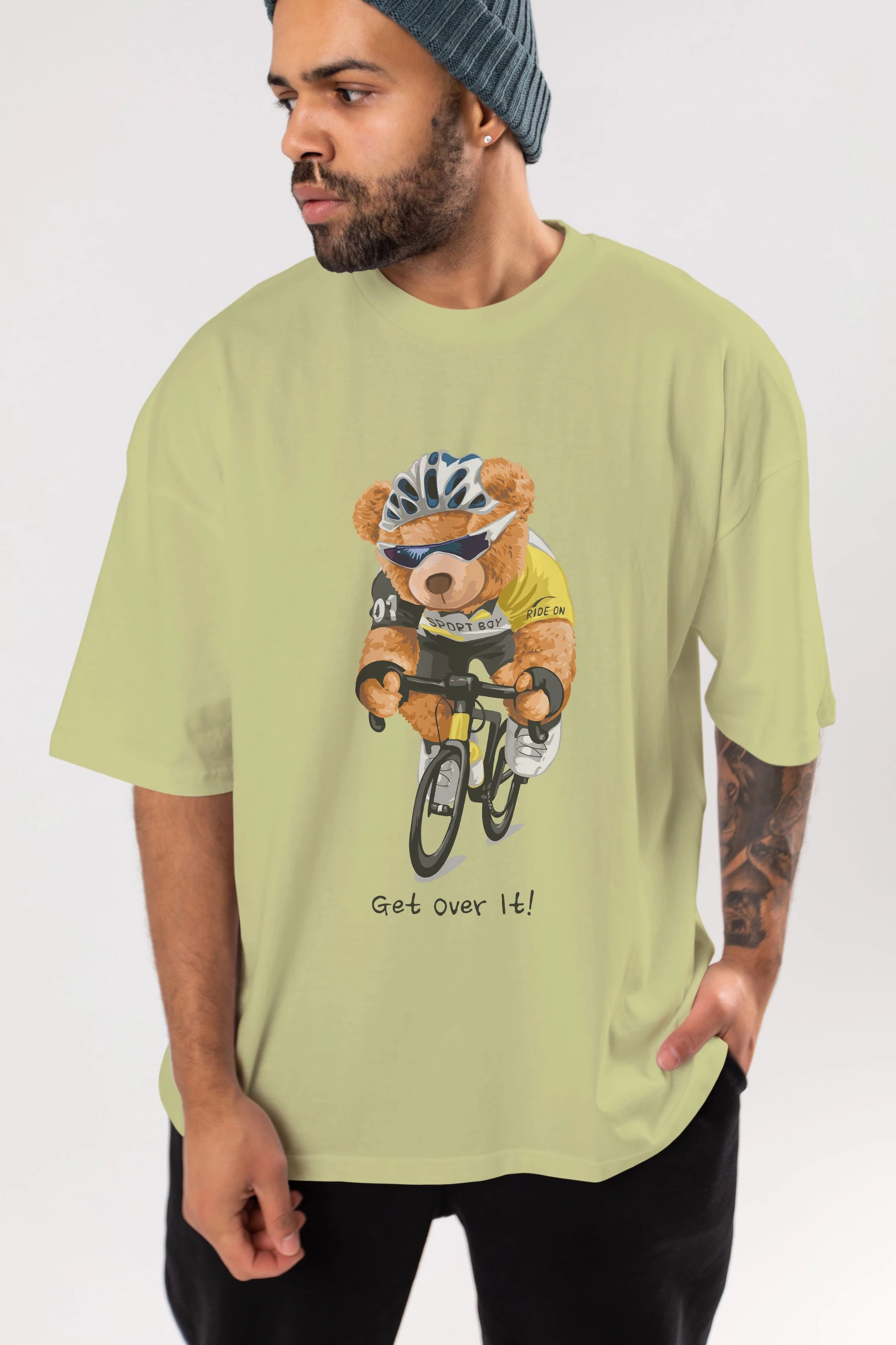 Teddy Bear Sport Boy Ön Baskılı Oversize t-shirt Erkek Kadın Unisex %100 Pamuk