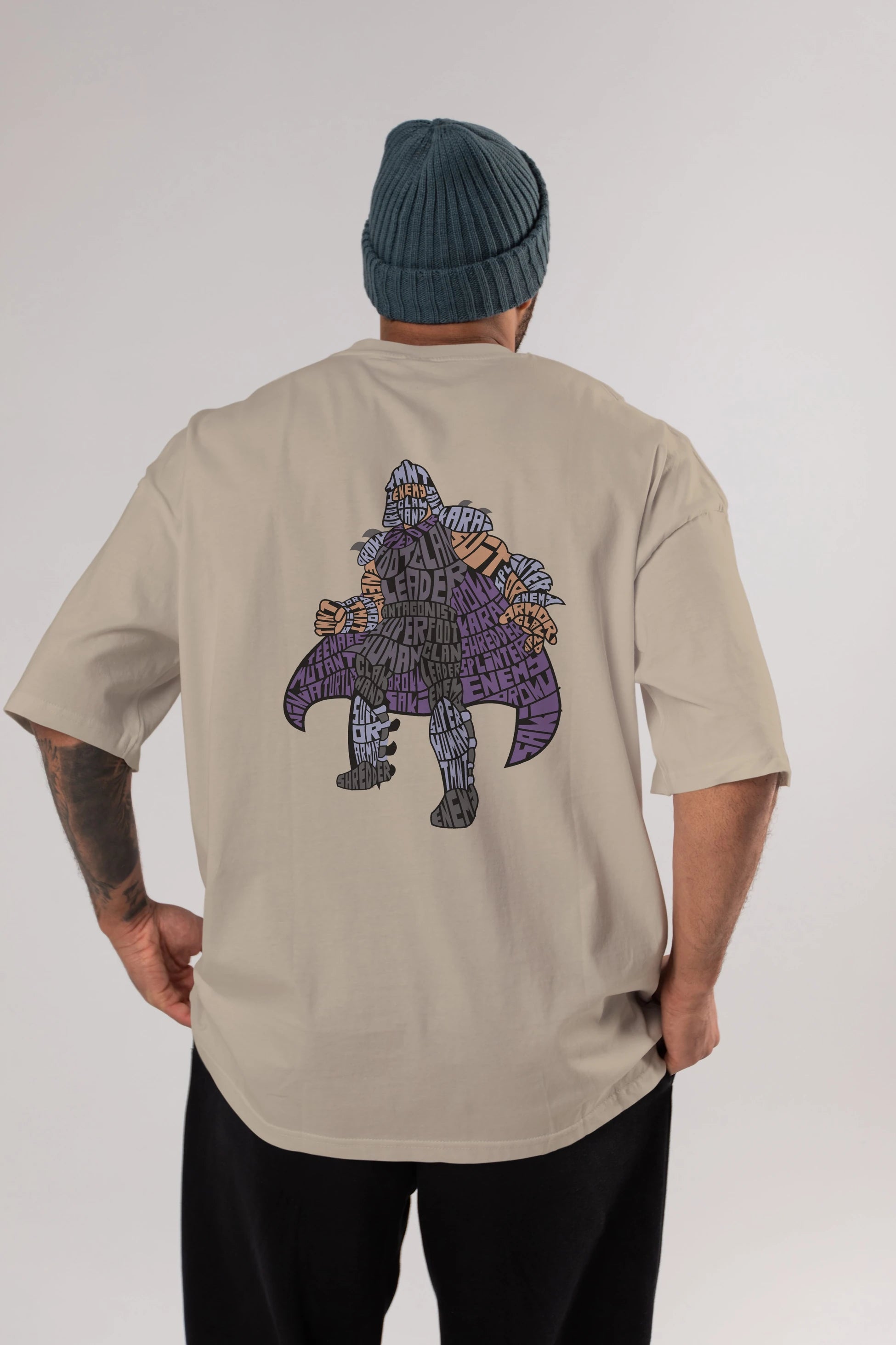 Foot Clan Leader Arka Baskılı Oversize t-shirt %100 pamuk Erkek Kadın Unisex