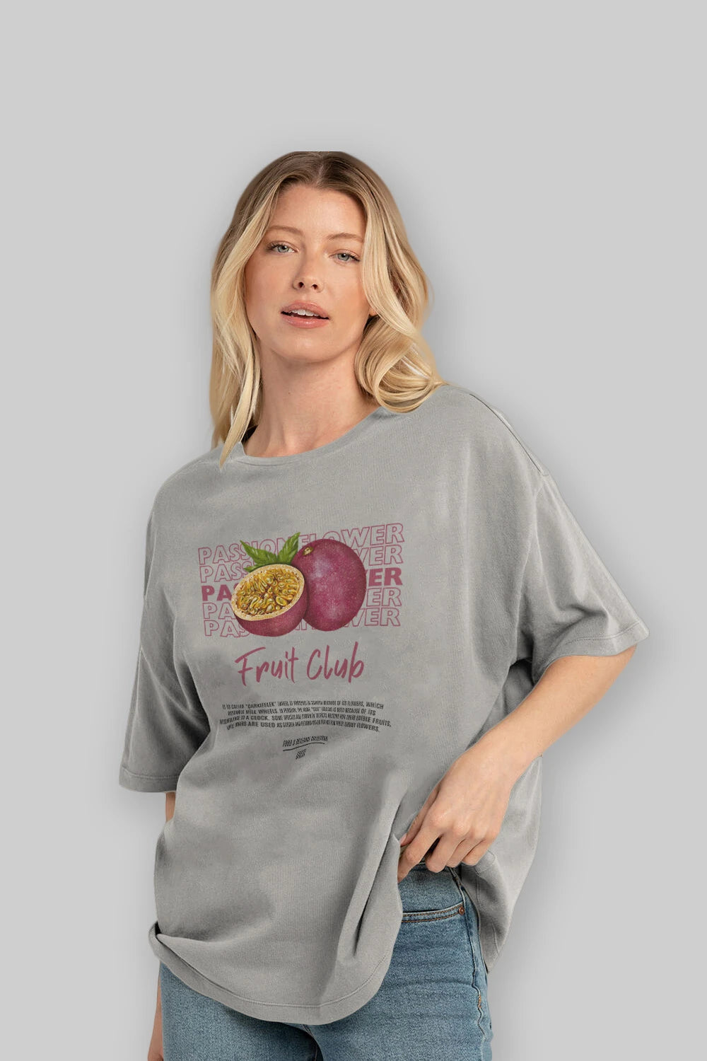 Passionflower Ön Baskılı Oversize t-shirt Erkek Kadın Pamuk Bisiklet Yaka tişort