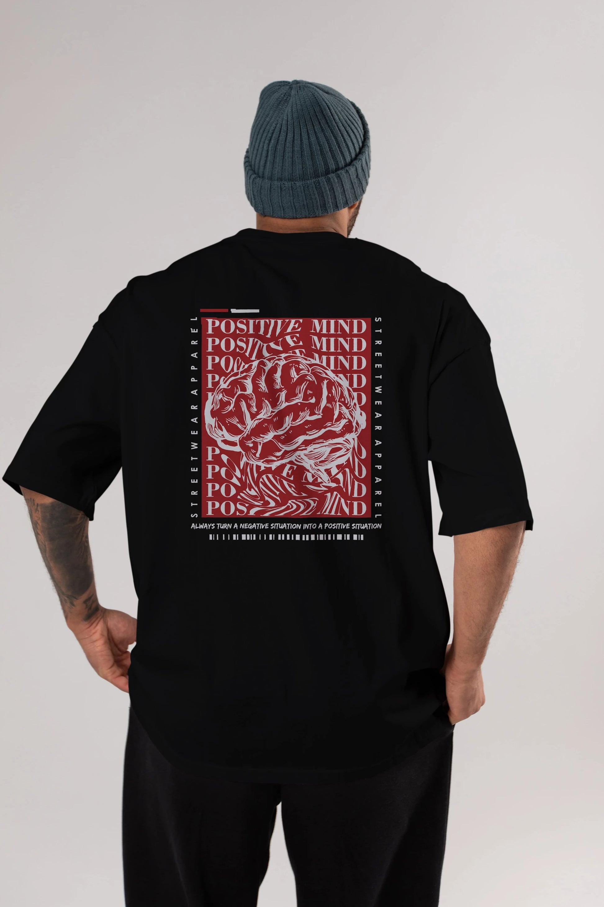 Positive Mind Arka Baskılı Oversize t-shirt Erkek Kadın Unisex