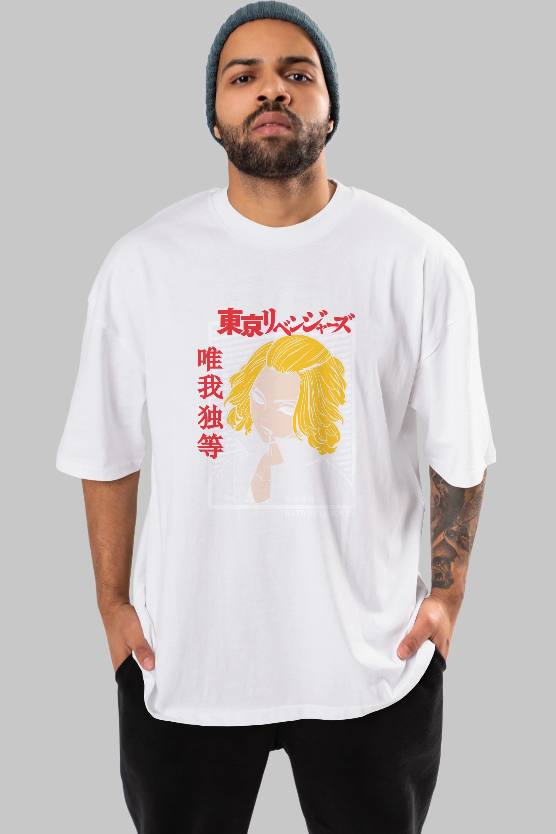 TokyoRev. M Anime Ön Baskılı Oversize t-shirt %100 pamuk Erkek Kadın Unisex