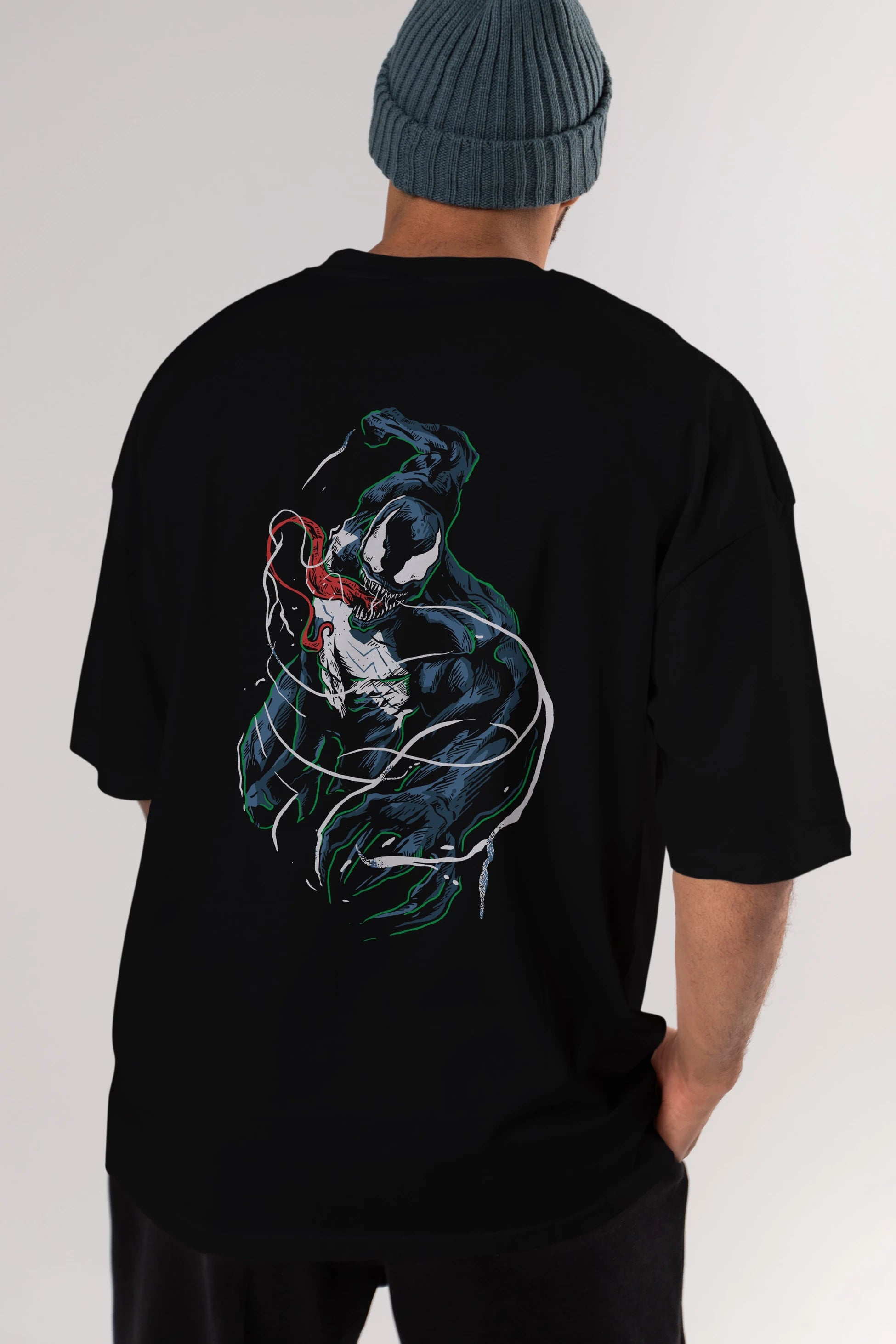 Venom (5) Arka Baskılı Oversize t-shirt Erkek Kadın Unisex %100 Pamuk Bisiklet Yaka tişort